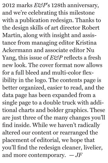 Editorial from Jeff Fleming in 2012