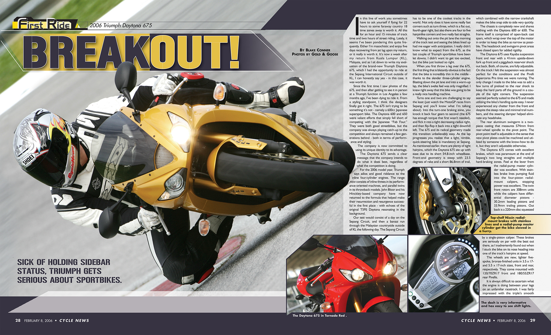 Cycle News First Ride - 2006 Triumph Daytona 675 by Blake Conner
