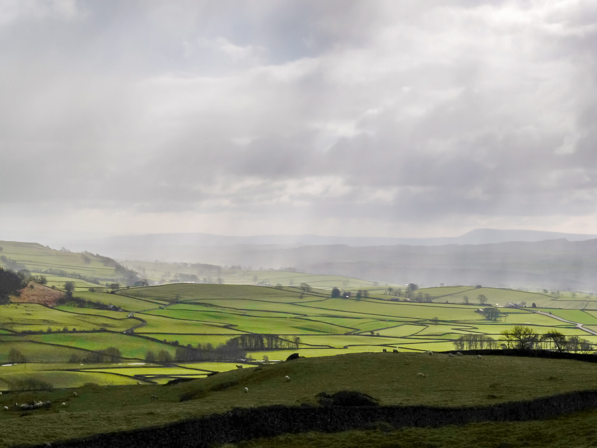 Rain over Norber, Yorkshire Dales National Park, England