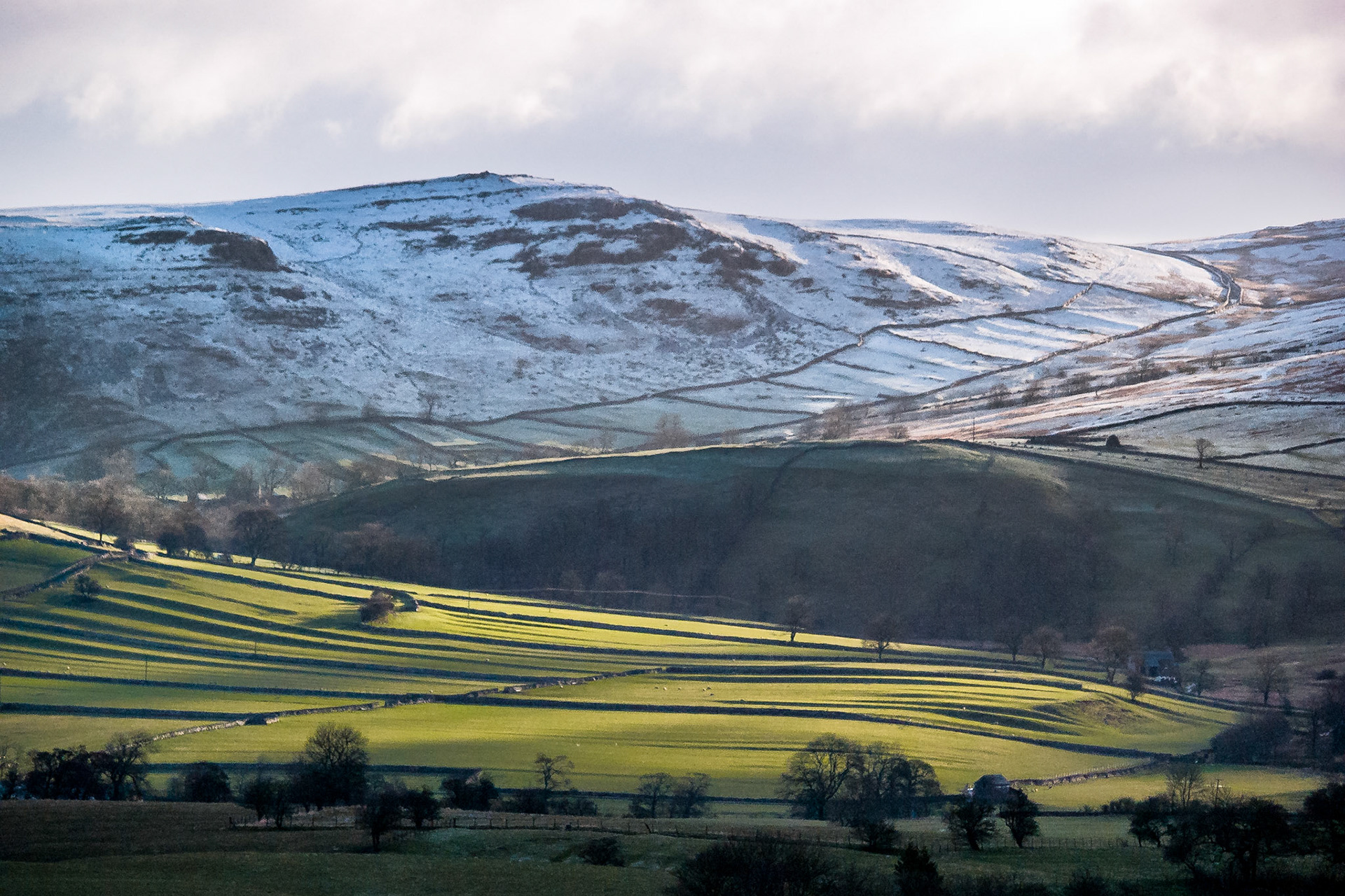 Malhamdale on an April Morning with fresh snow