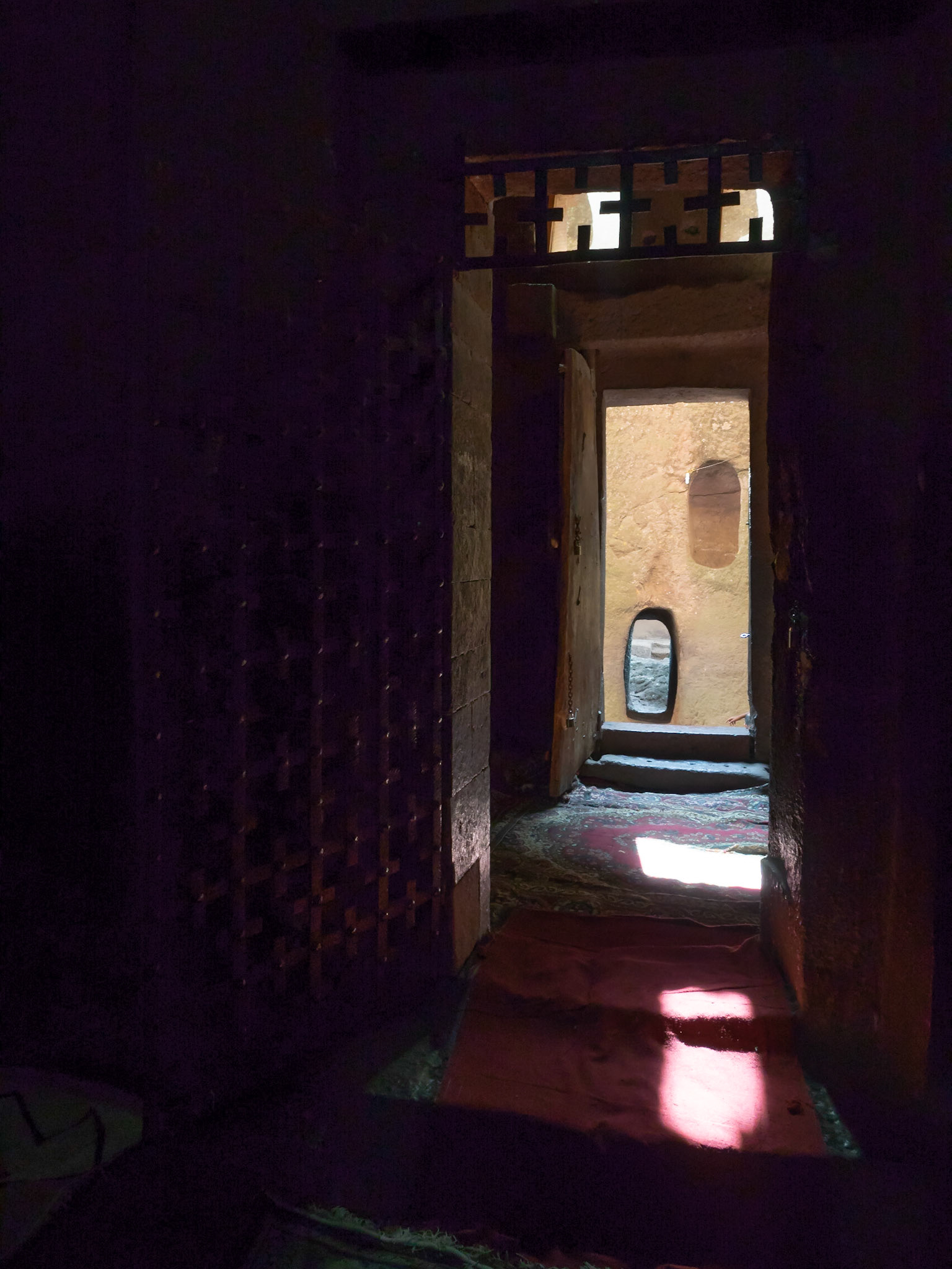 The west portal to Biete Medhane Alem, Lalibela, Ethiopia