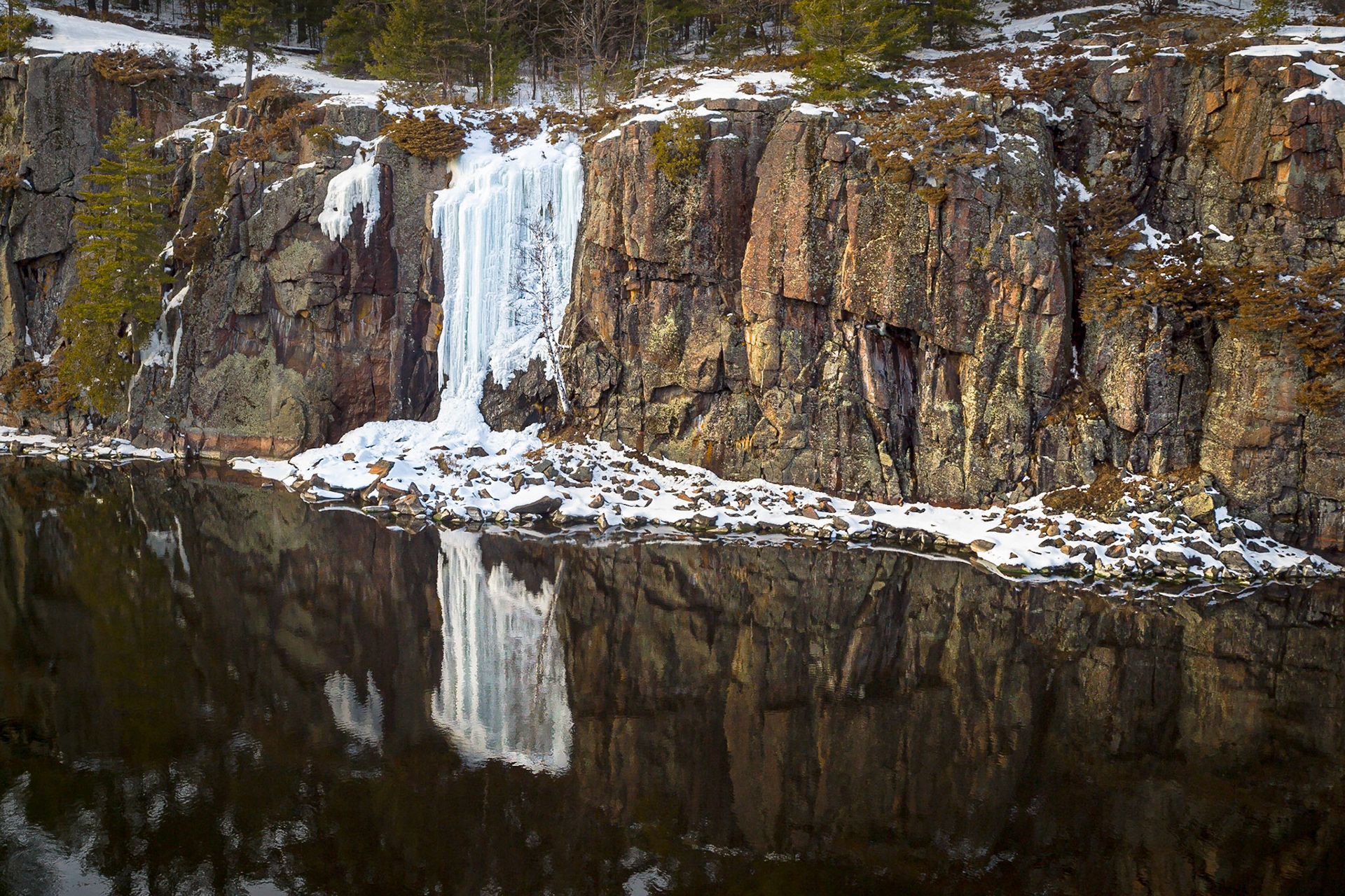 Ice-fall and Shield Cliff, French River Provincial Park