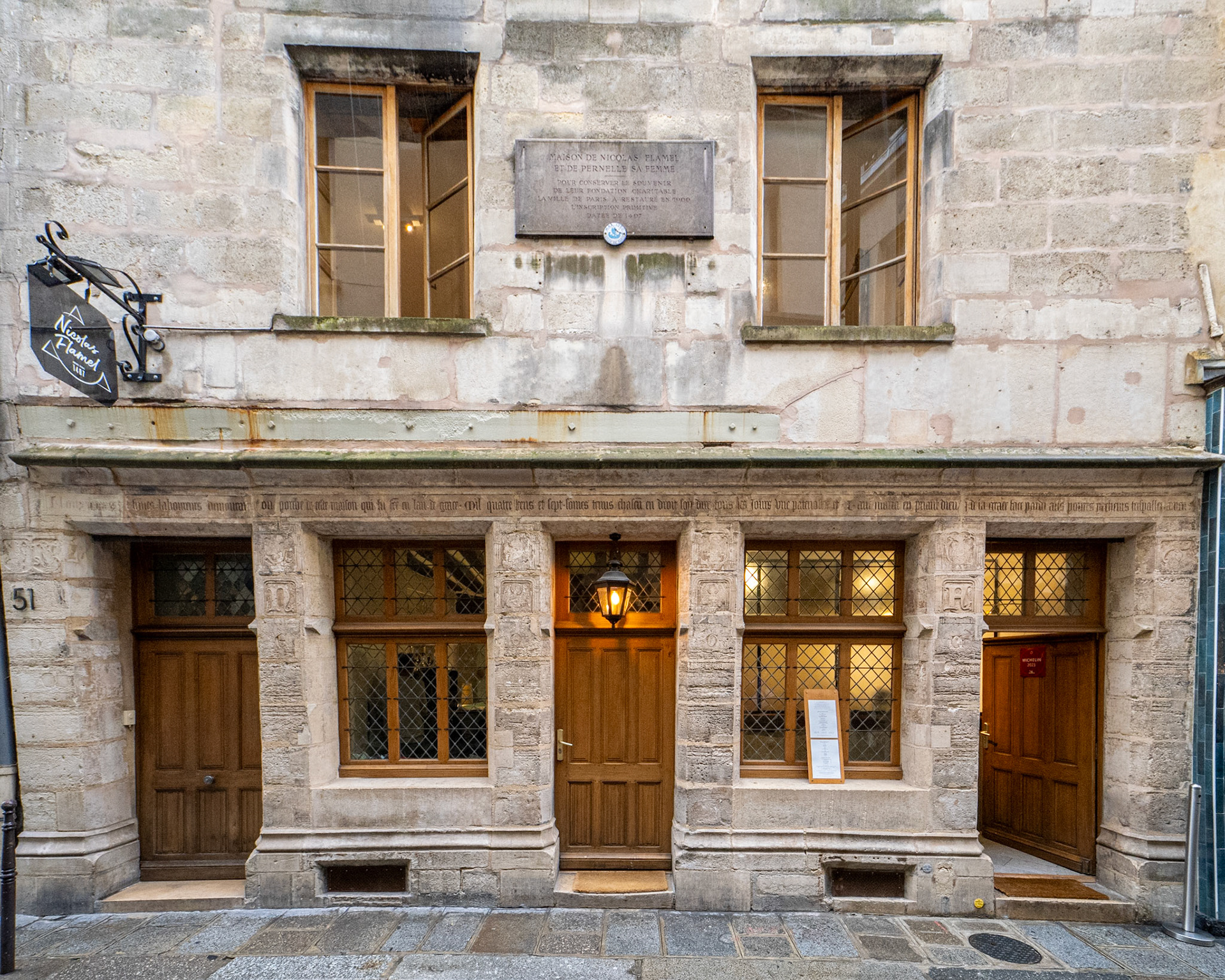 Nicolas Flamel, fabled discoverer of the Philosopher’s Stone of immortality, was a scribe in Paris at the turn of the 15th century; his house is the oldest in Paris and is now a two-star Michelin restaurant.