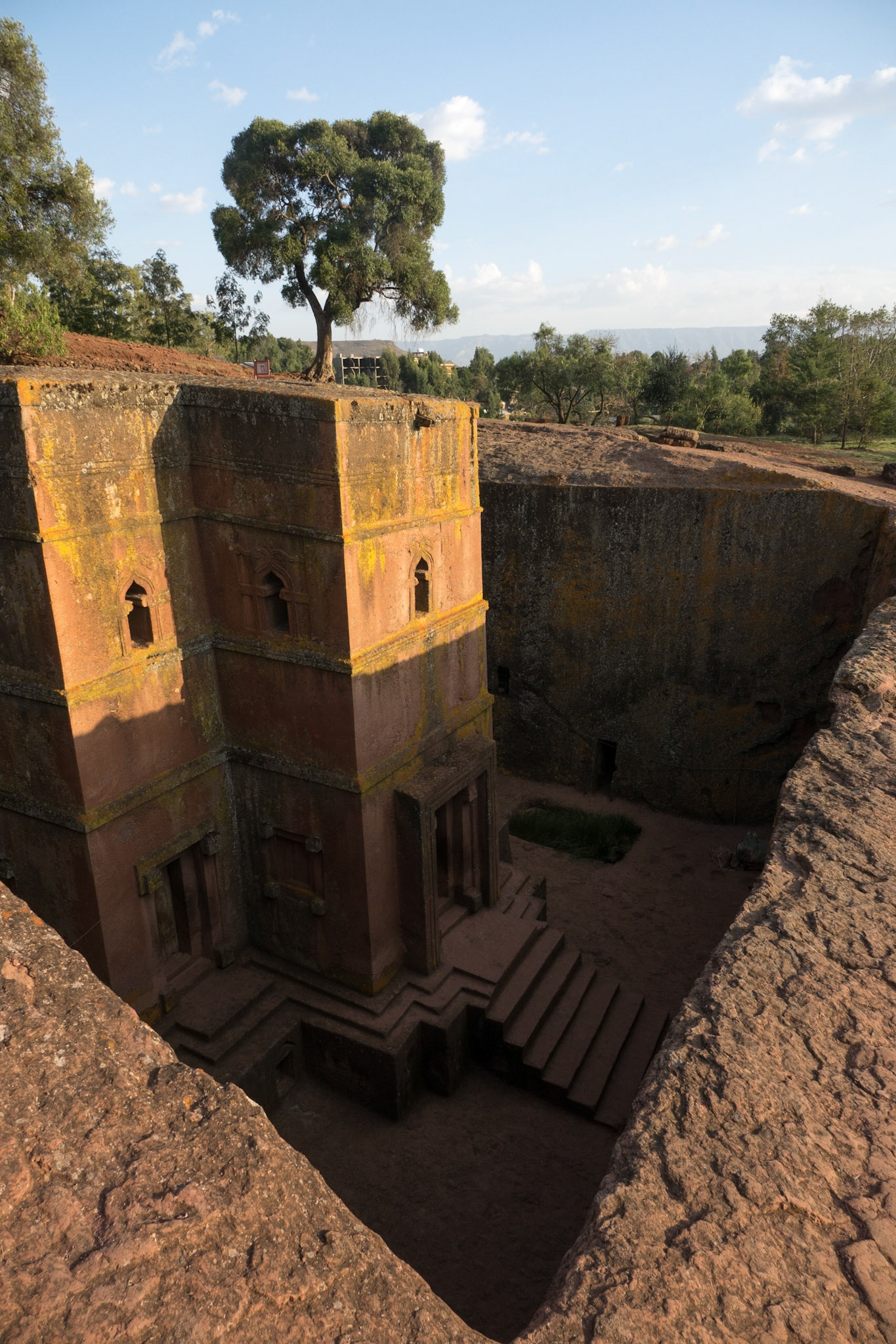 Biete St. Giyorges in the evening light of Lalibela, Ethiopia