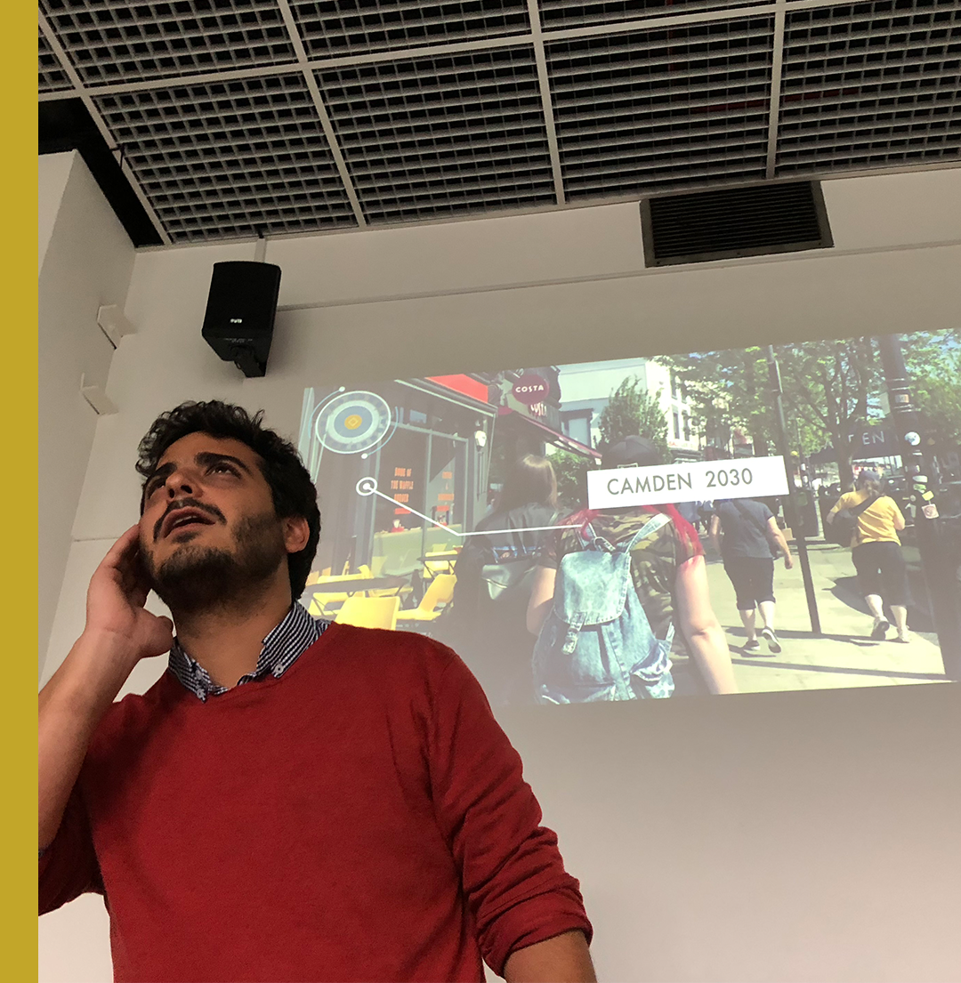 Photo of me presenting the final prototype.