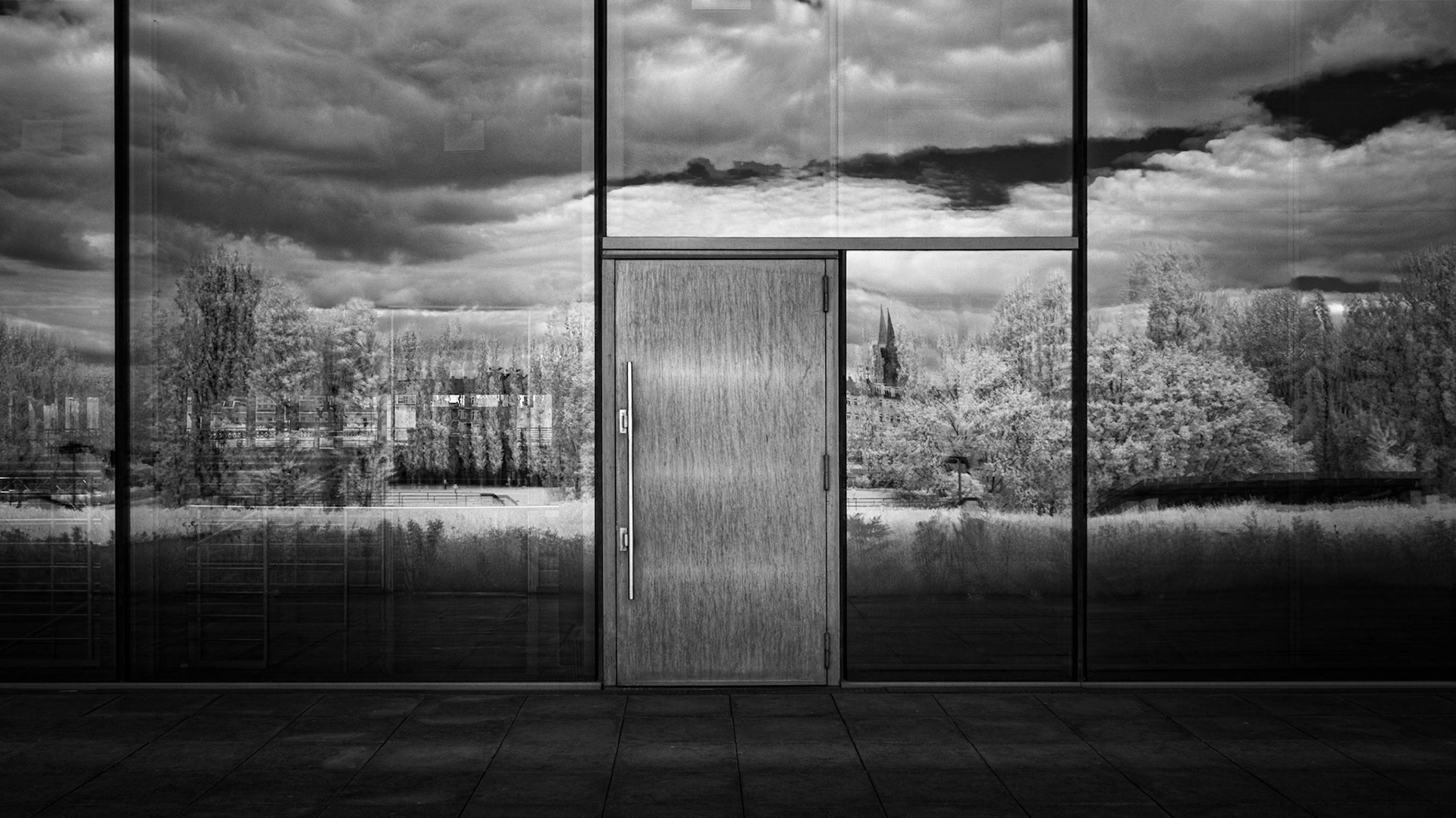 Daylight long exposure shot of Max Schmeling Hall and surroundings, Berlin.