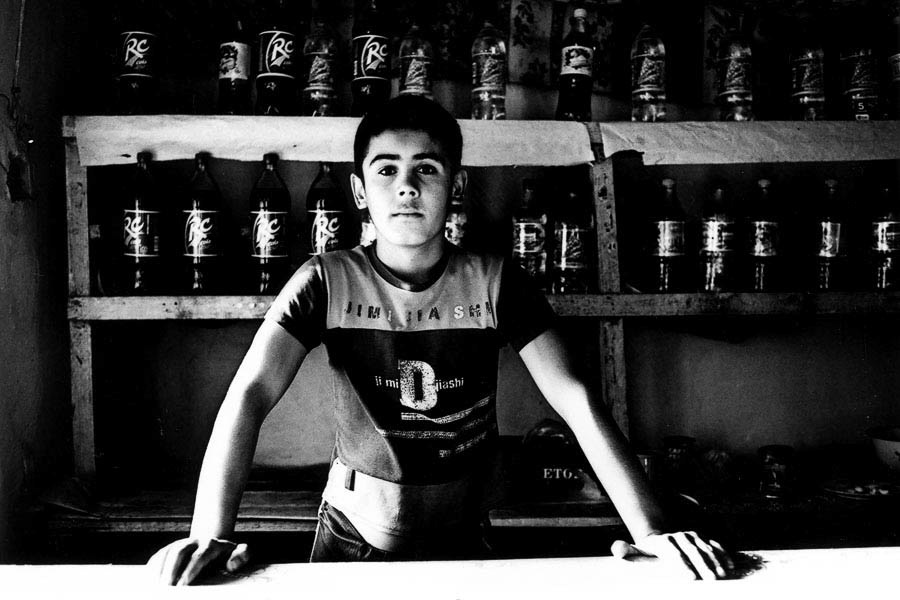 Tajikistan village shop, the only item on offer is a soda water