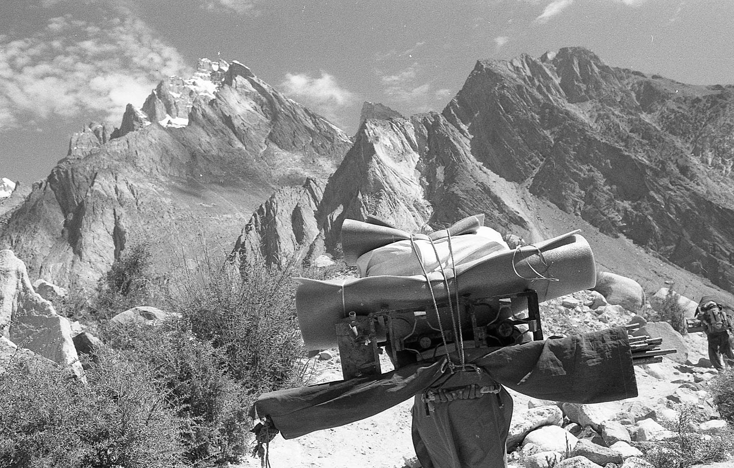 In the early days of a trek, porters must shoulder a heavy load, over 25 kilograms of equipment along with their personal belongings and food.