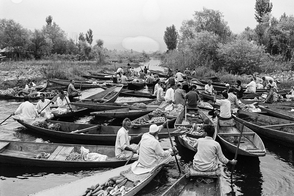 At the break of dawn, the tranquil waters of Dal Lake come to life with a floating market, where boats from all corners of the lake come together to buy newly harvested vegetables.