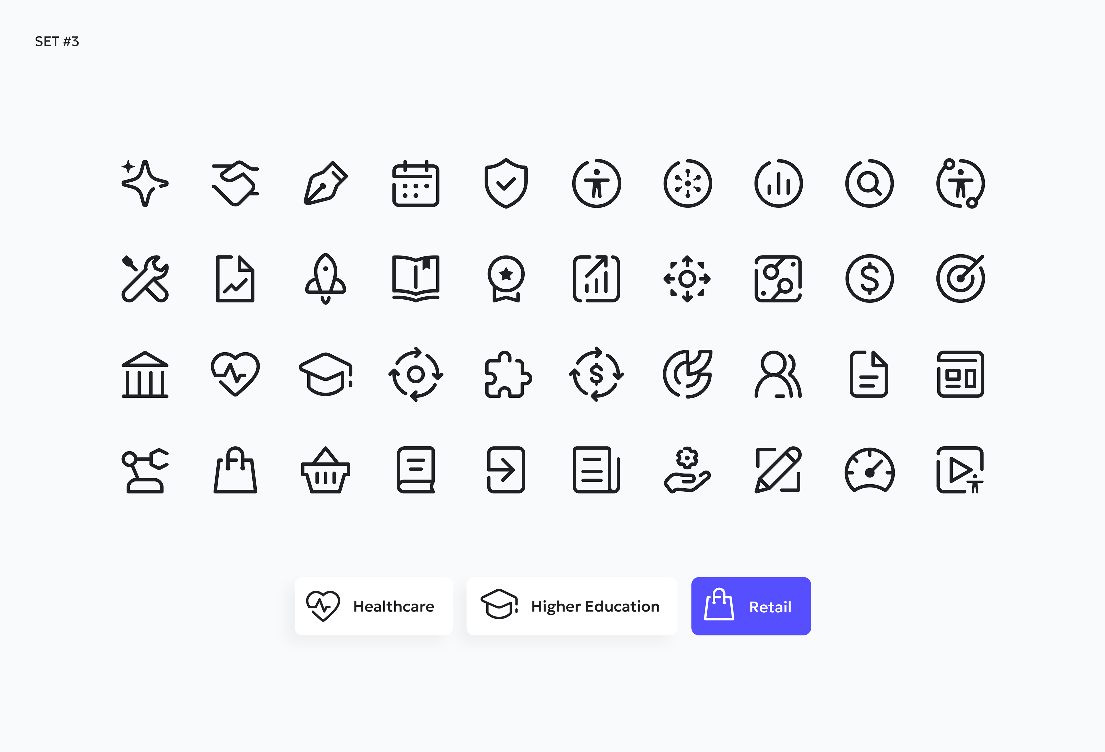 Set of icons number 3 created for the Siteimprove website