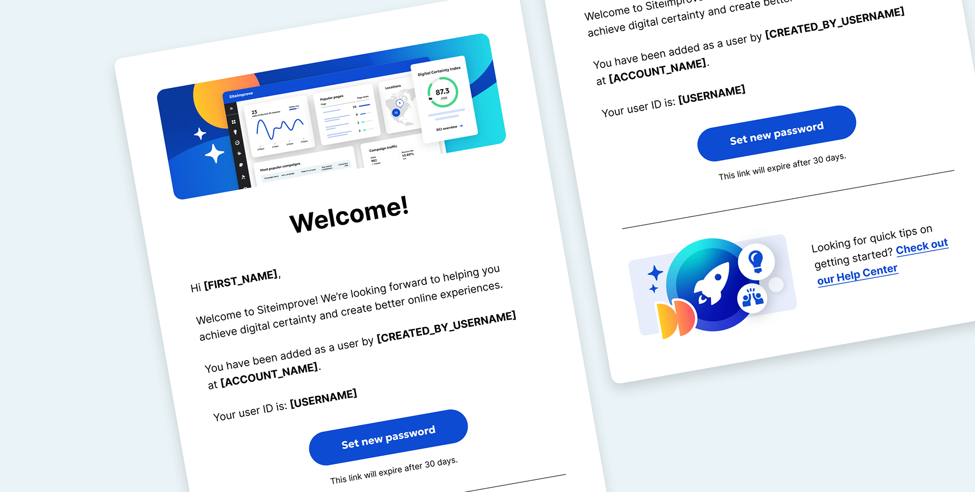Welcome email design for new users