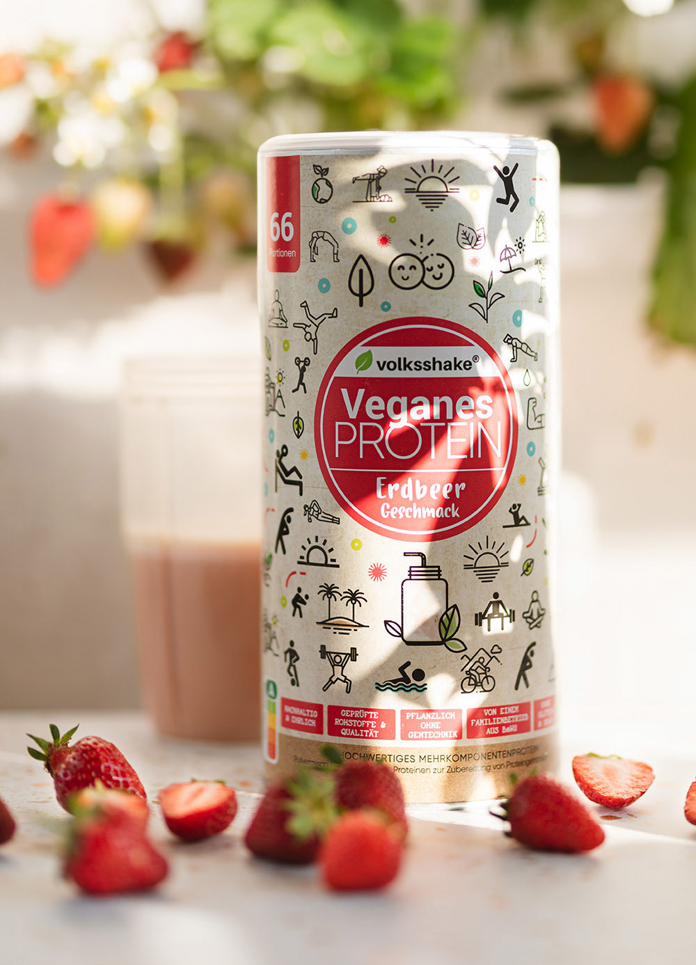VOLKSSHAKE ERBEERPROTEIN | PRODUKTFOTOGRAFIE
