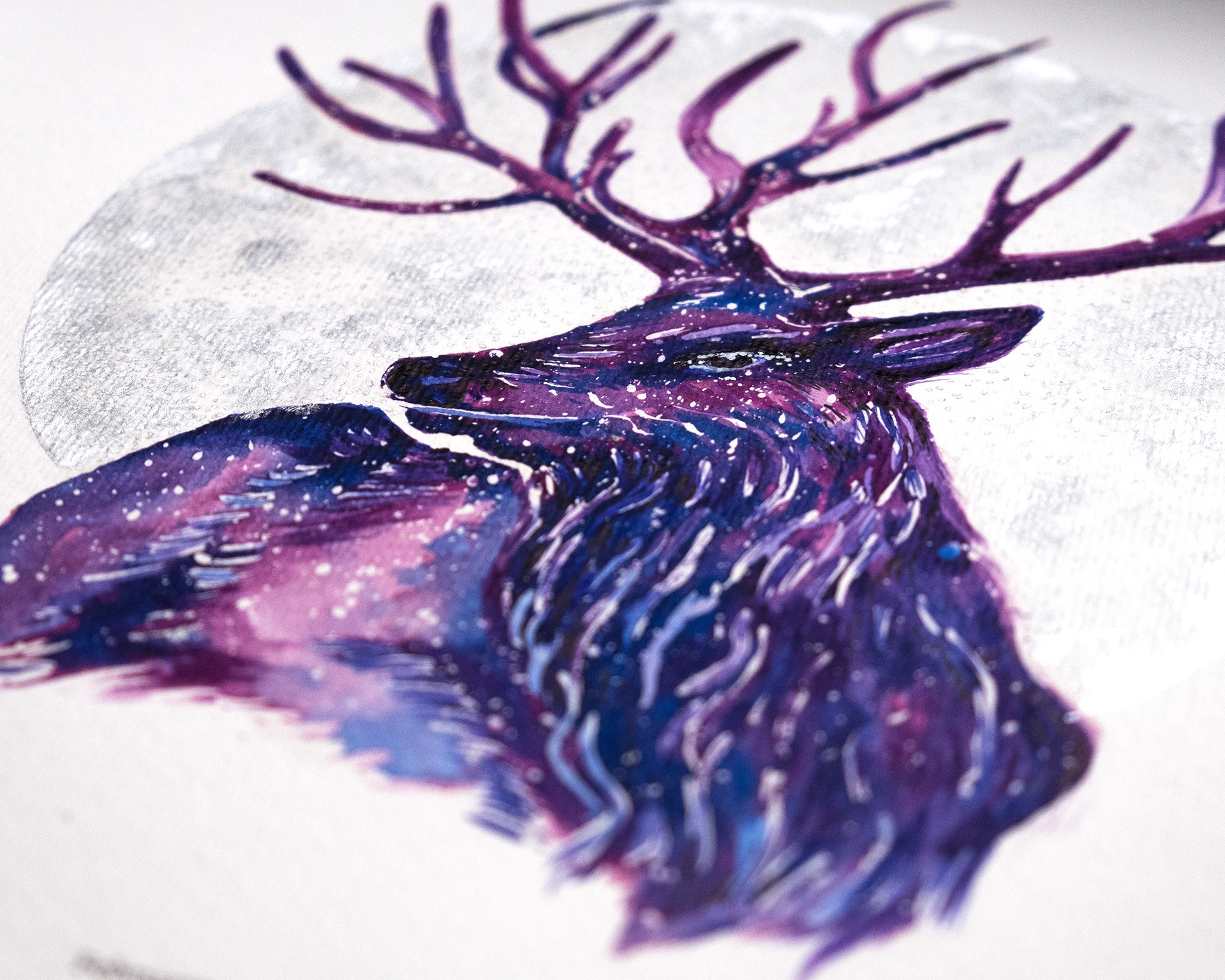 Close up of Hand-Painted Moon Calendar