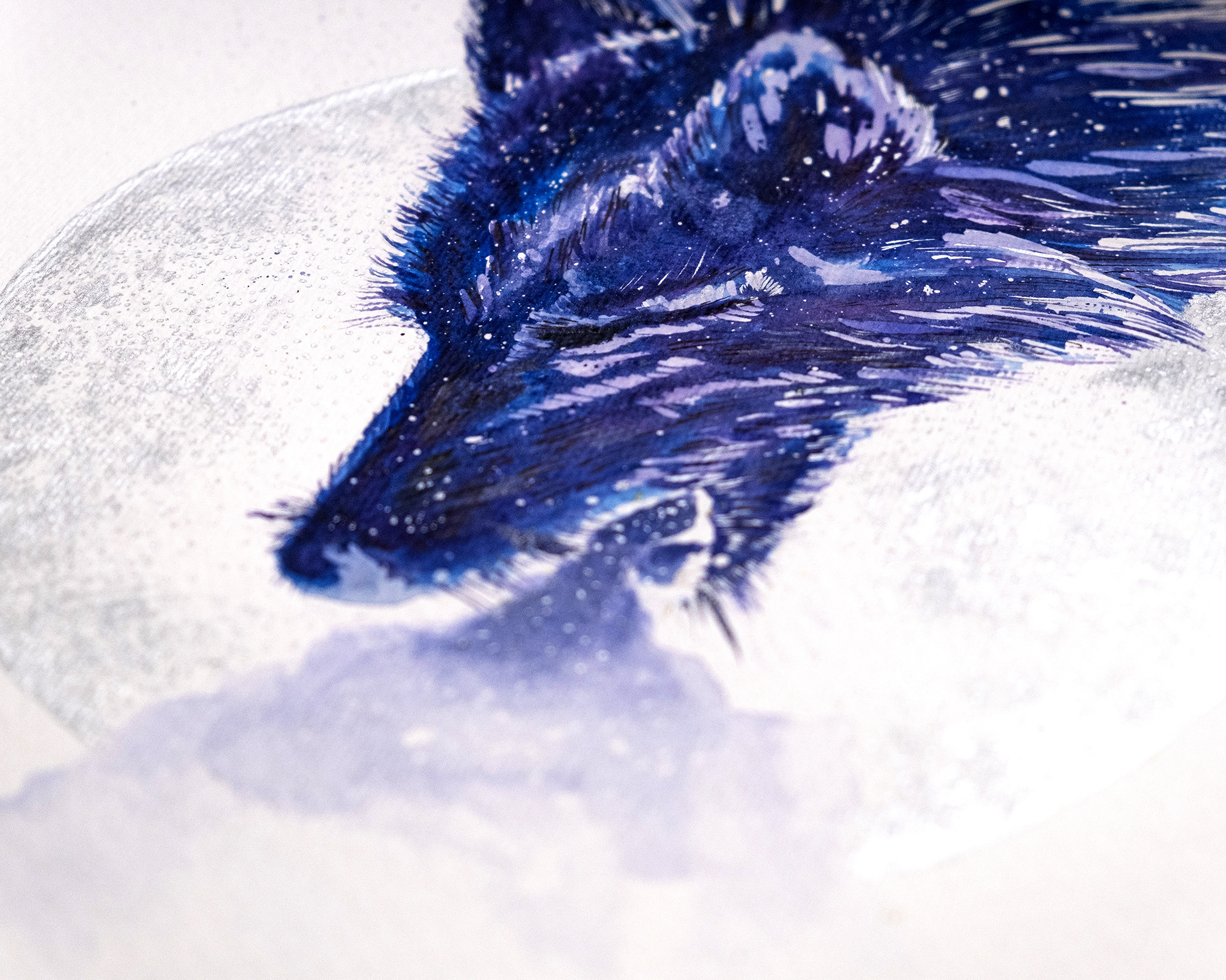 Close up of Hand-Painted Moon Calendar