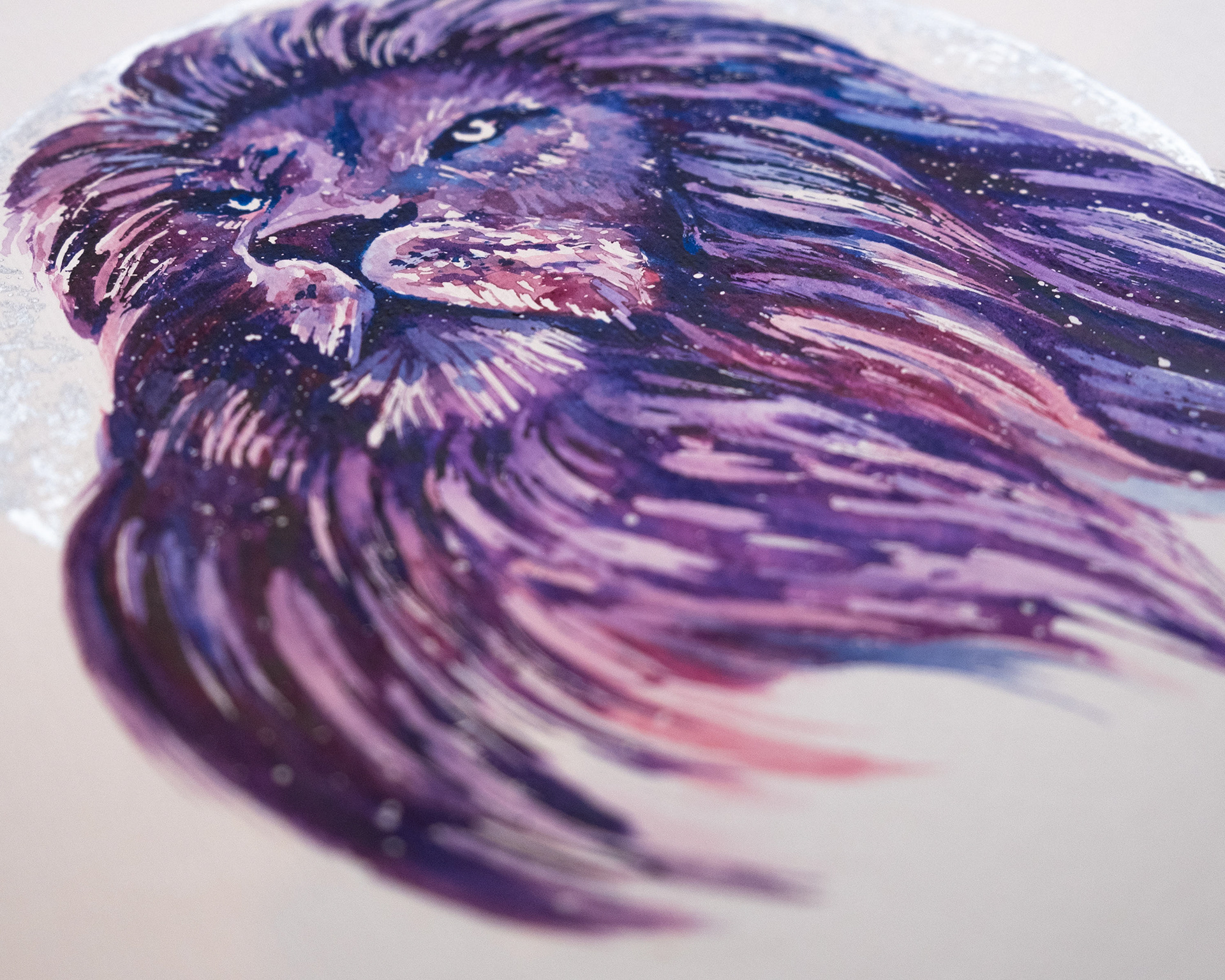 Close up of Hand-Painted Moon Calendar