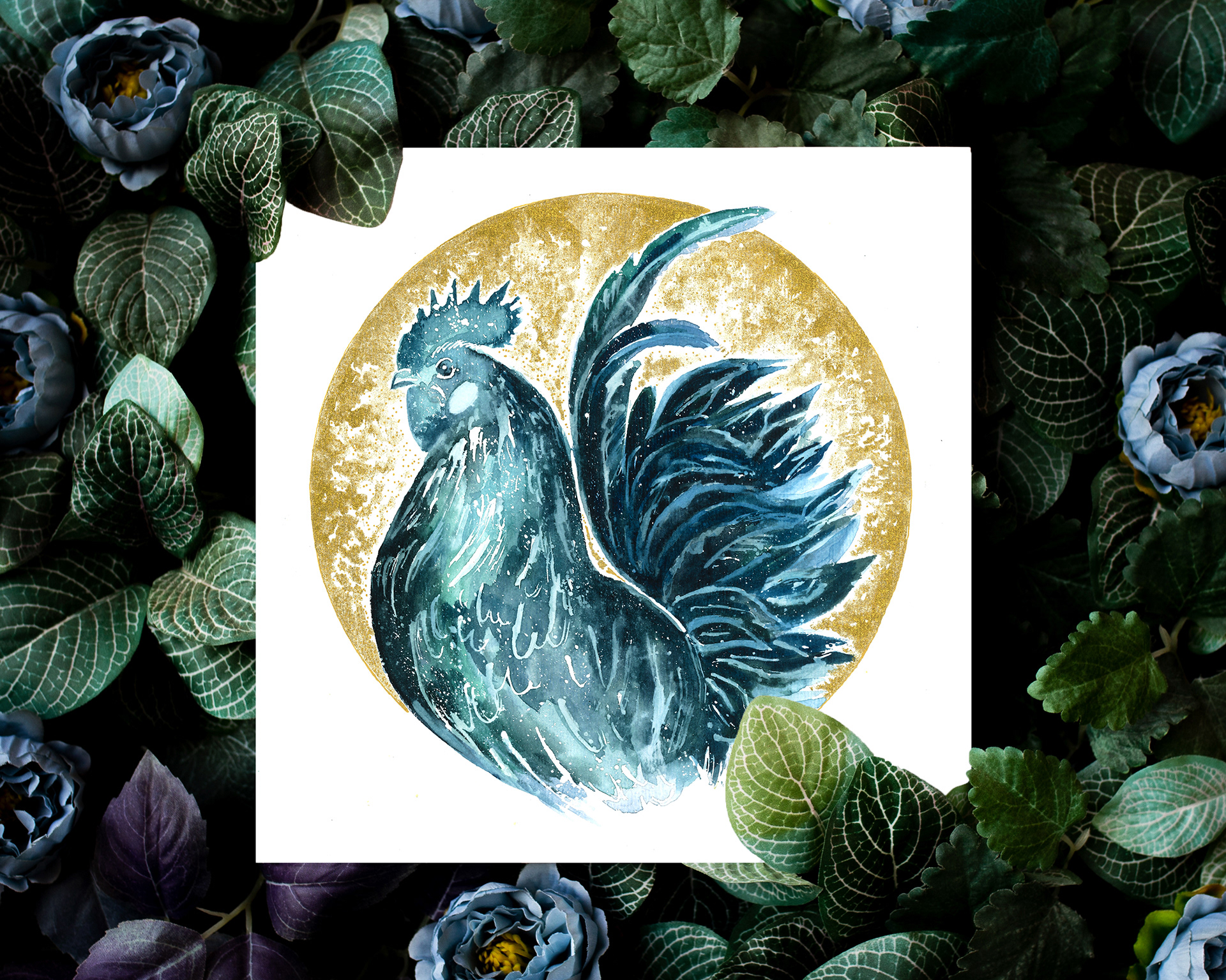 Fine Art print of the original painting with hand painted Moon (300x300 mm) €39.99