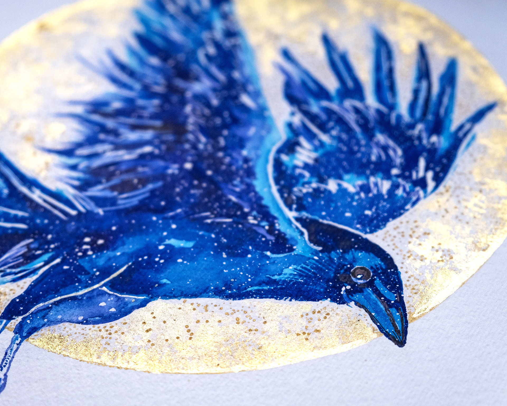 Close up of Hand-Painted Moon Calendar