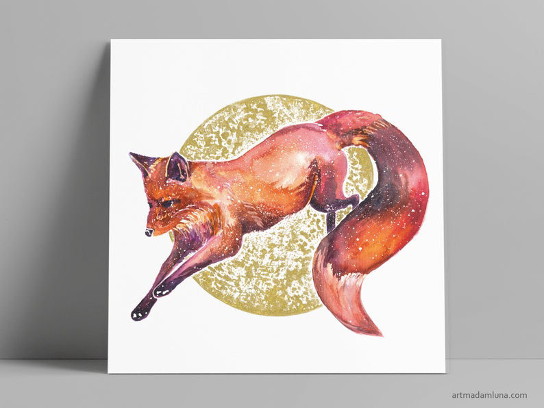 Fine Art print of the original painting with hand painted Moon (300x300 mm) €33.33
