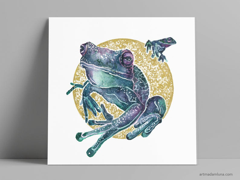 Fine Art print of the original painting with hand painted Moon (300x300 mm) €39.99