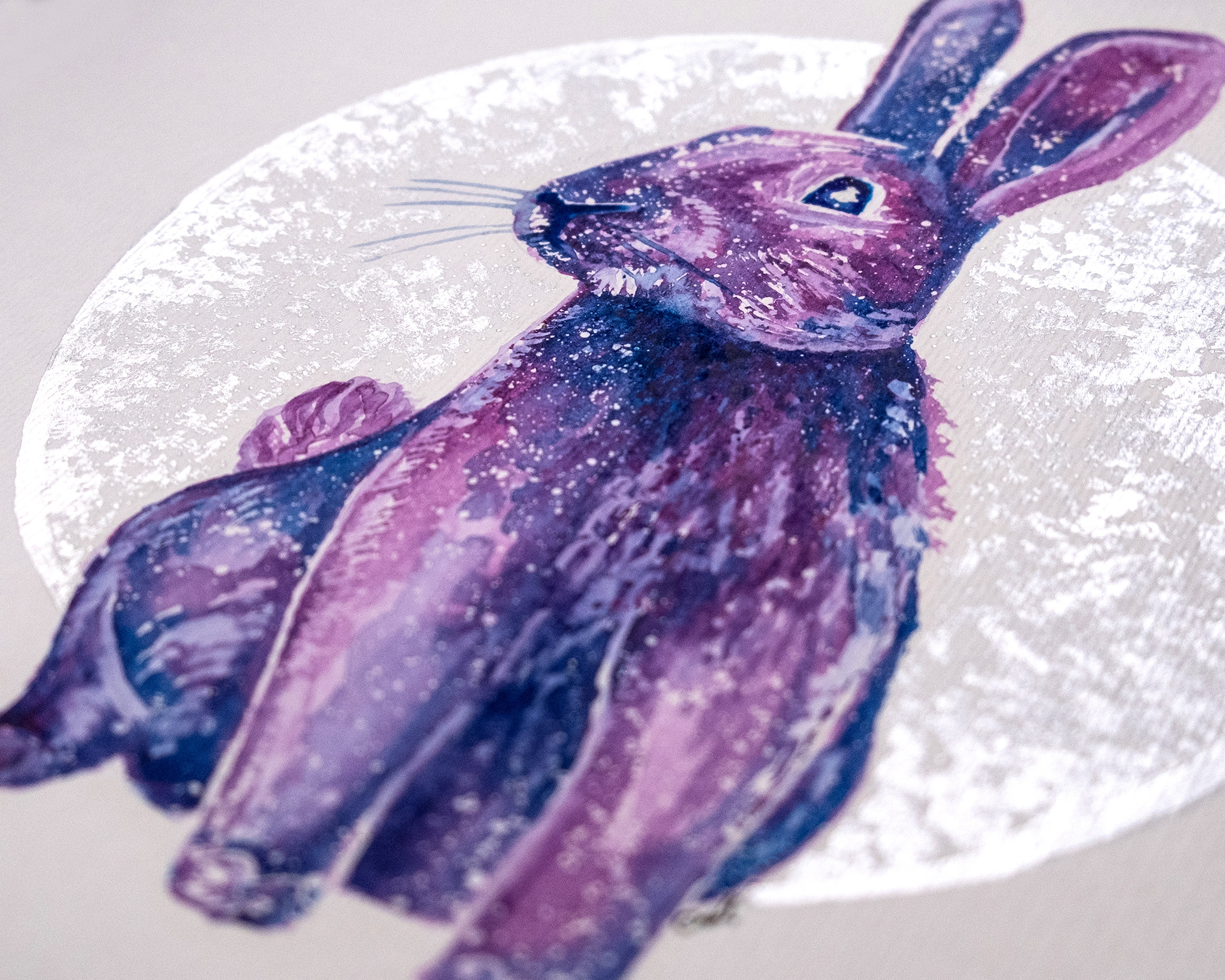 Close up of Hand-Painted Moon Calendar