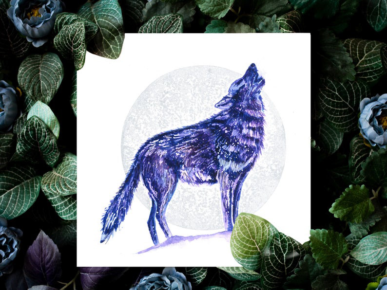 Fine Art print of the original painting with hand painted Moon (300x300 mm) €39.99