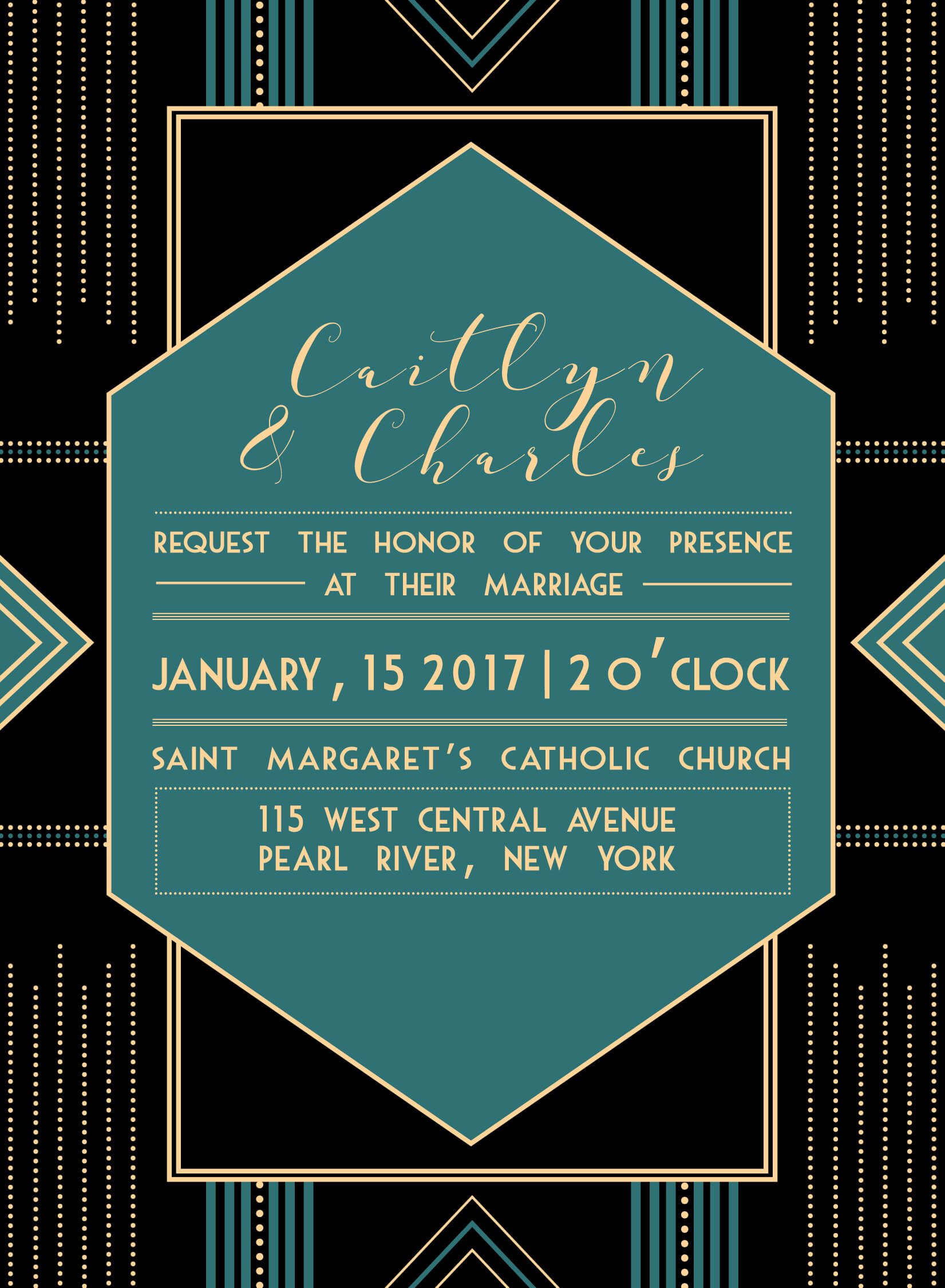 Great Gadsby Themed Wedding Invitation