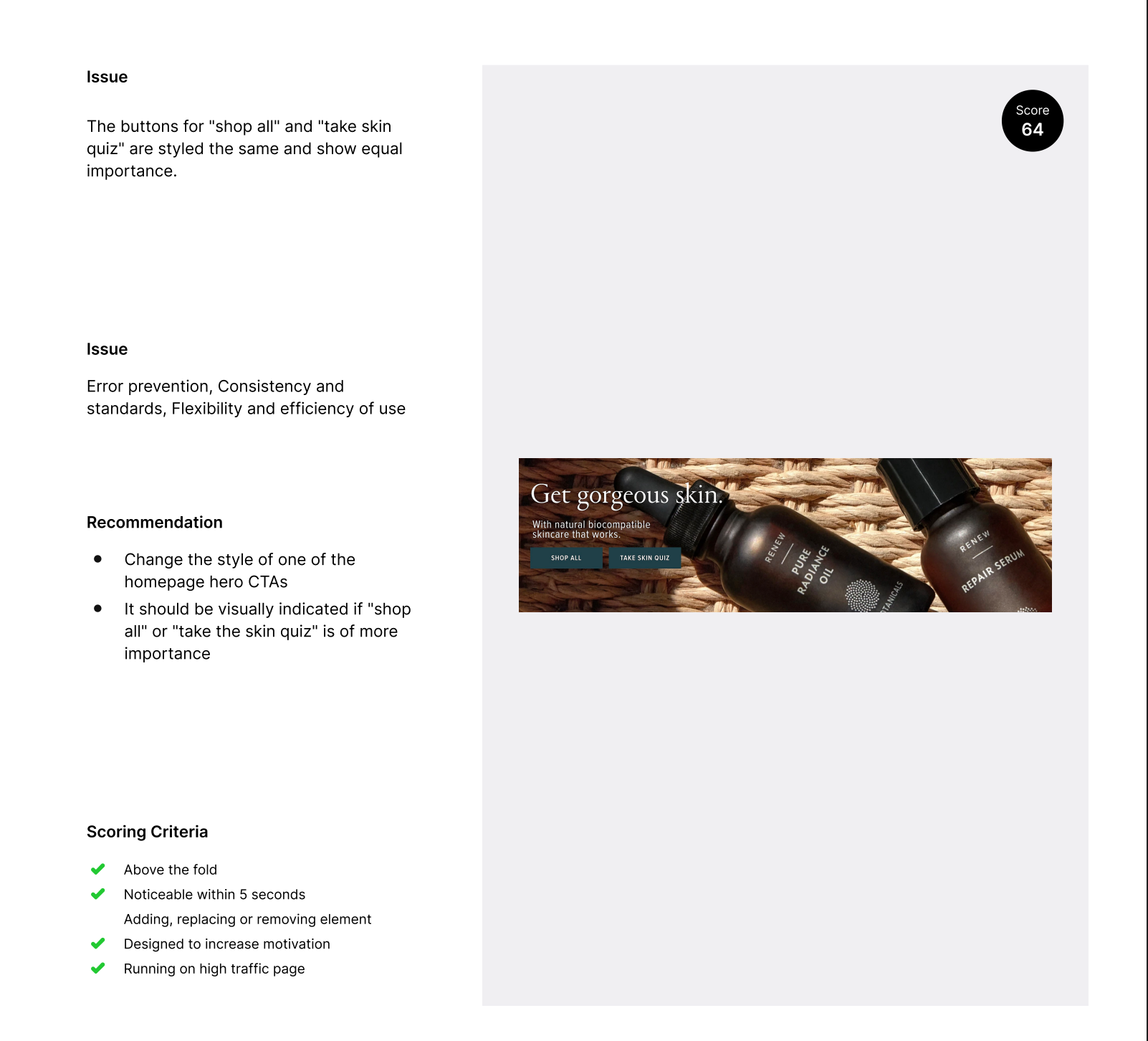 True Botanicals Heuristic Analysis screen