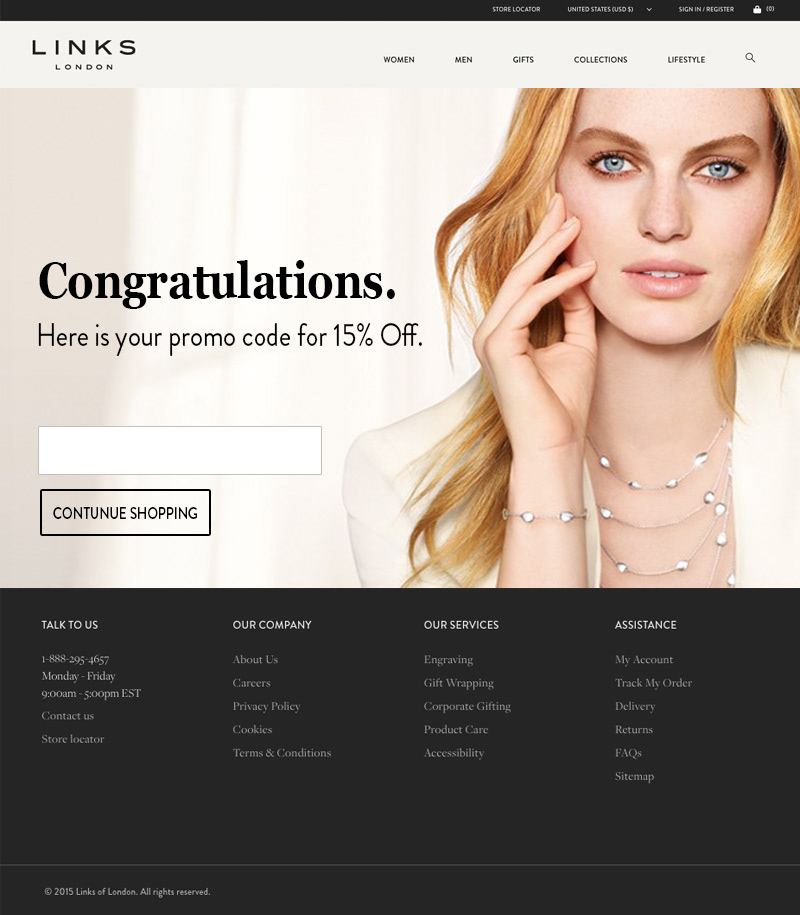 Congratulations Email from an ecommerce Site
