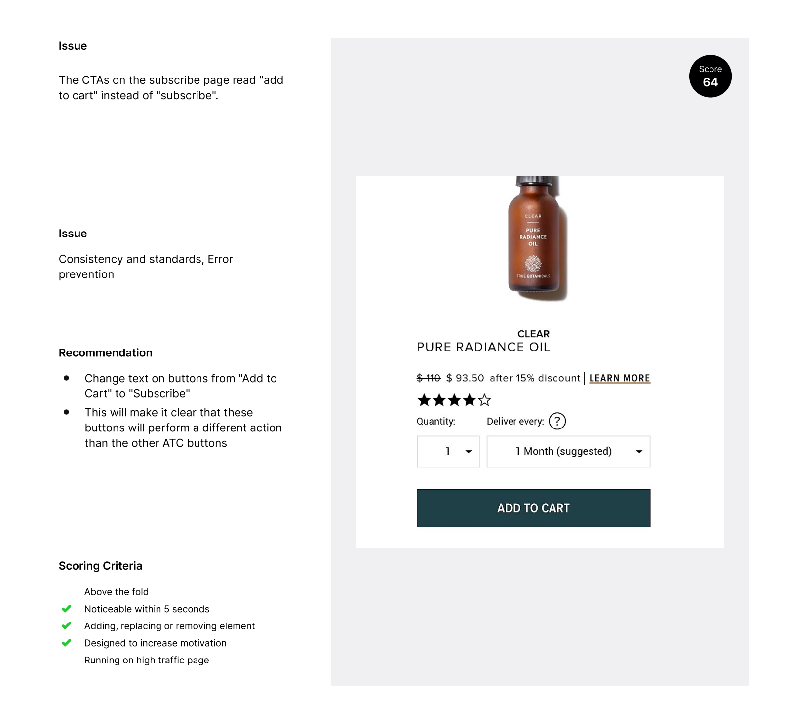 True Botanicals Heuristic Analysis screen
