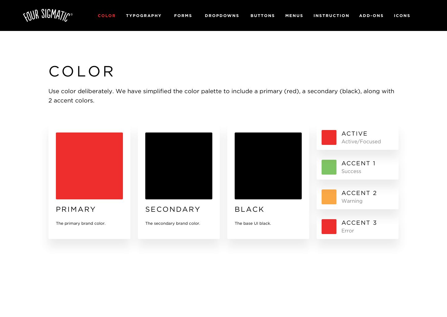 Four Sigmatic Style Guide colors