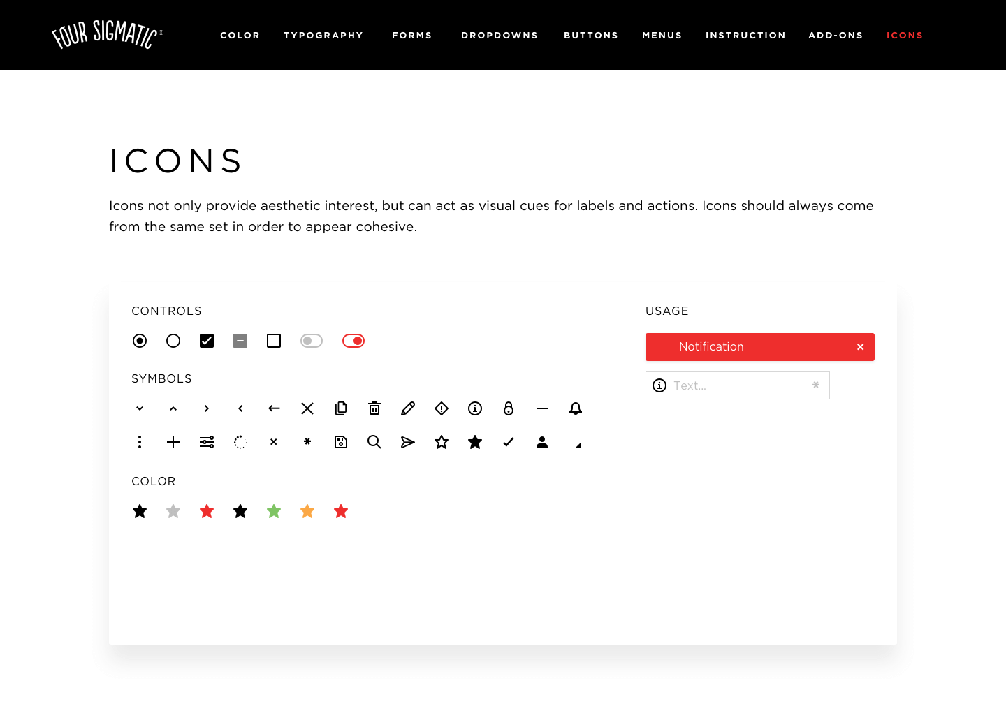 Four Sigmatic Style Guide icons