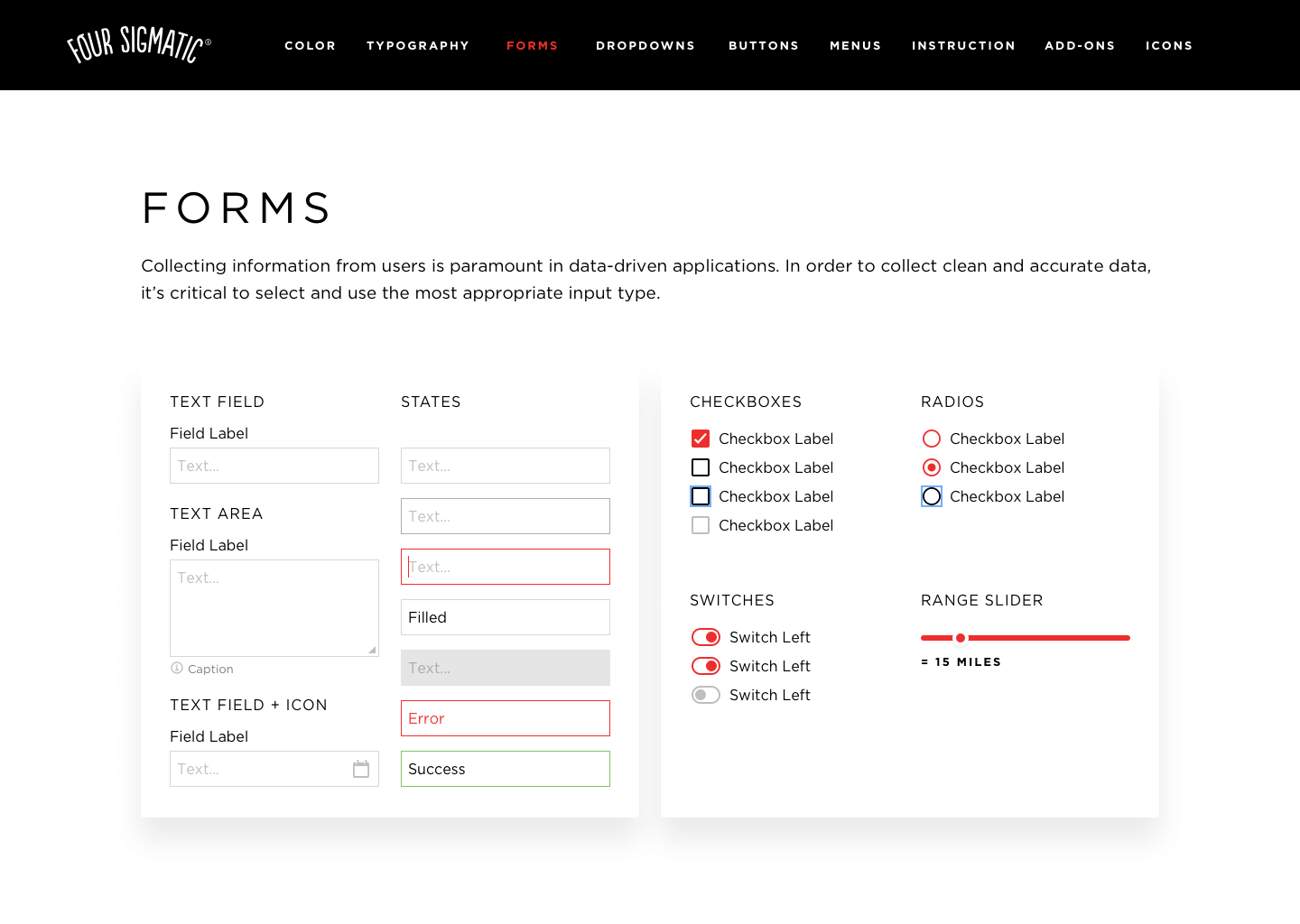 Four Sigmatic Style Guide forms