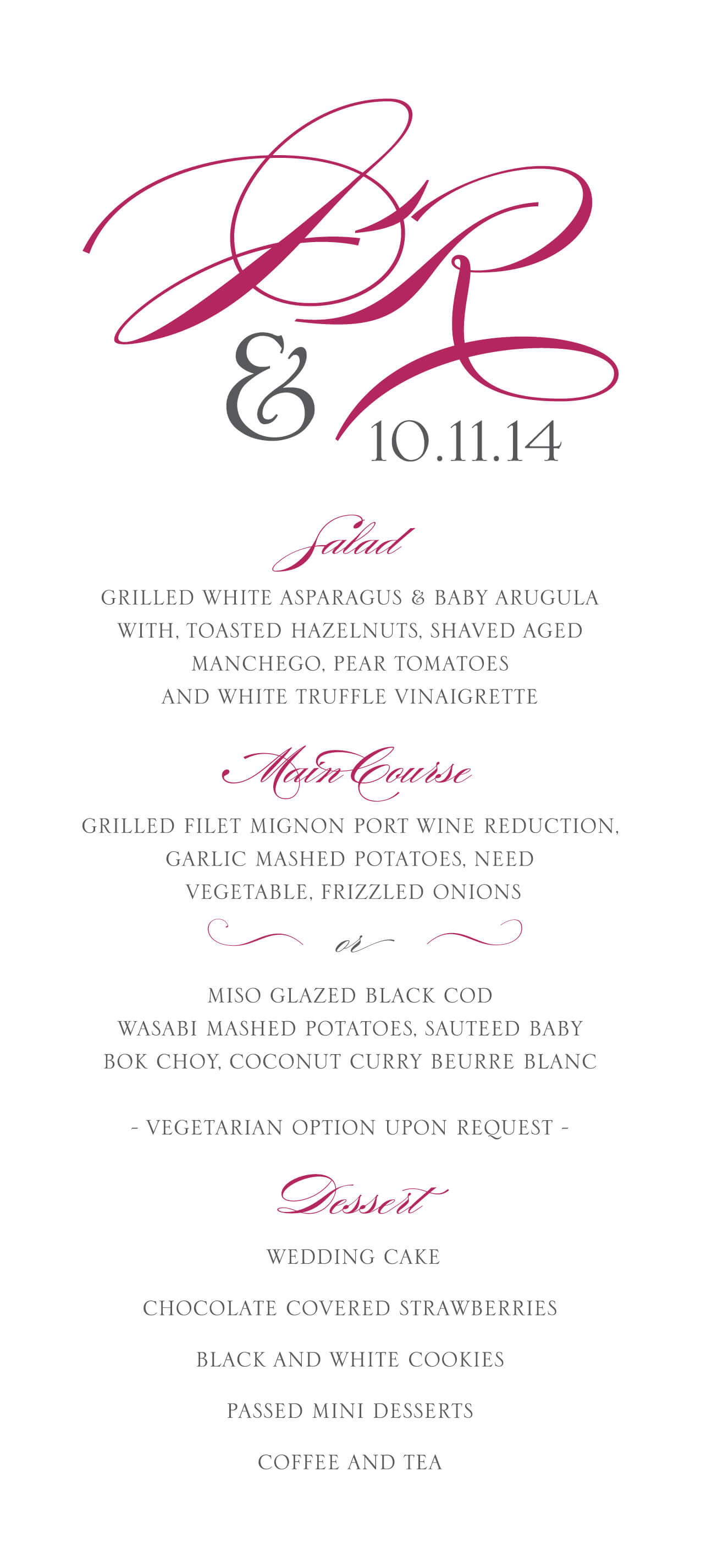 Classic Wedding Menu