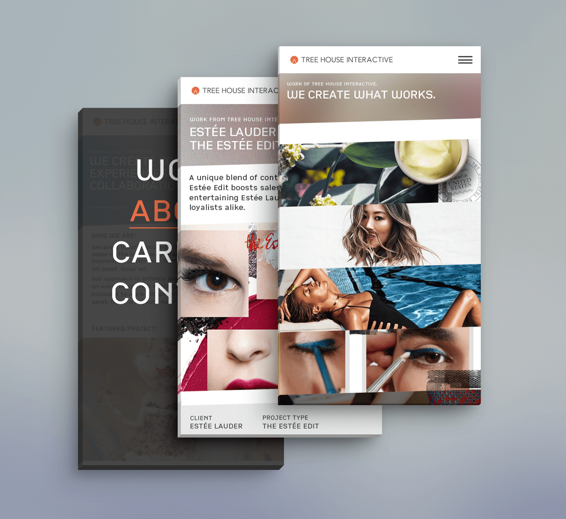 Mobile Mockup of pages from an agency website