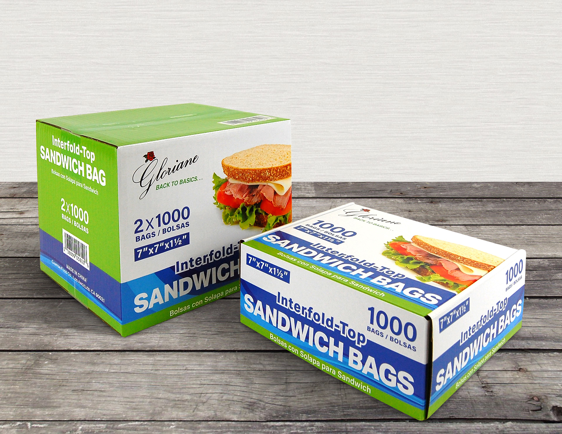 Plastic Flip-Top Sandwich Bags 7x7x1.5 1000/bx