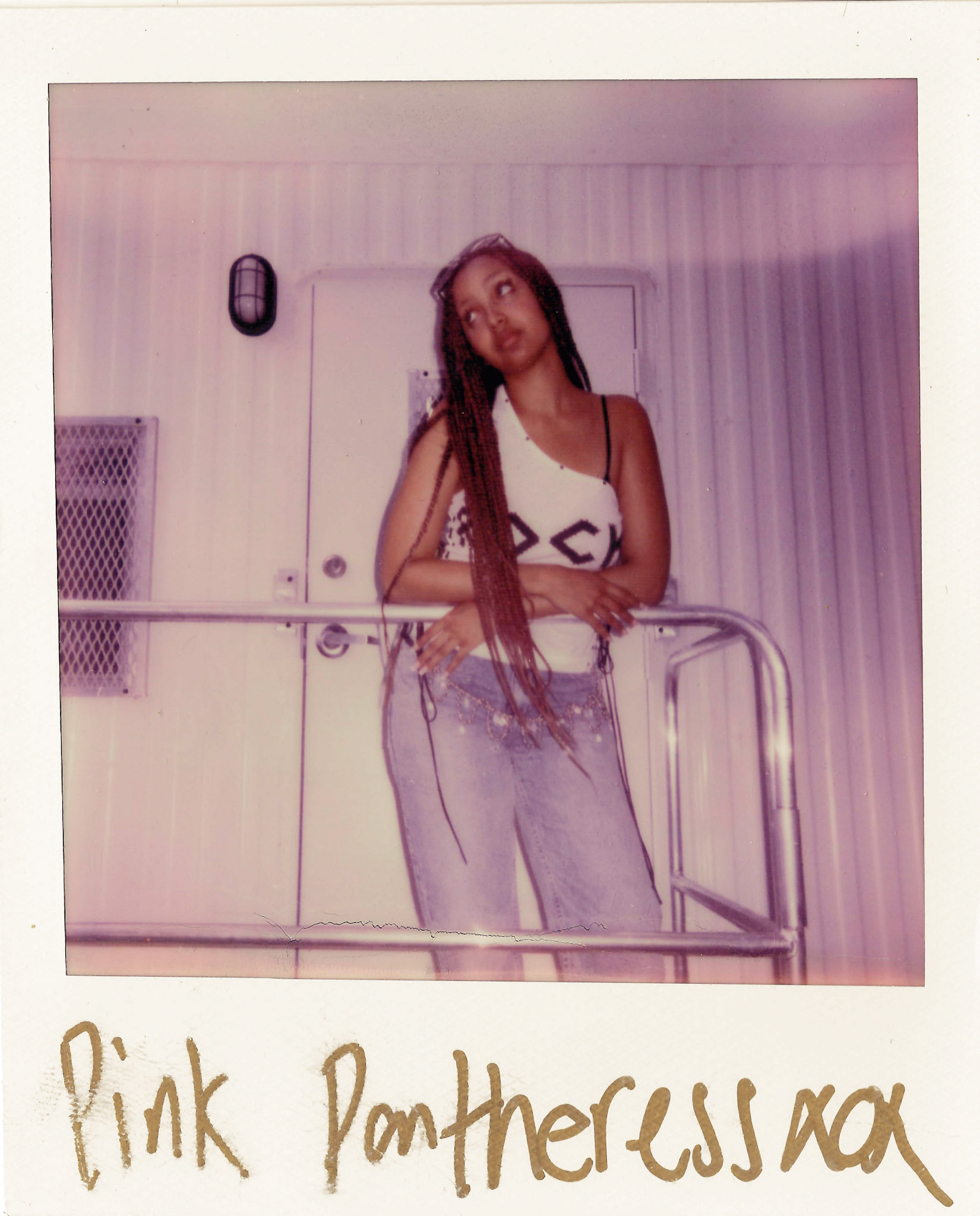 musician @pinkpanthress outside her trailer at lollapalooza