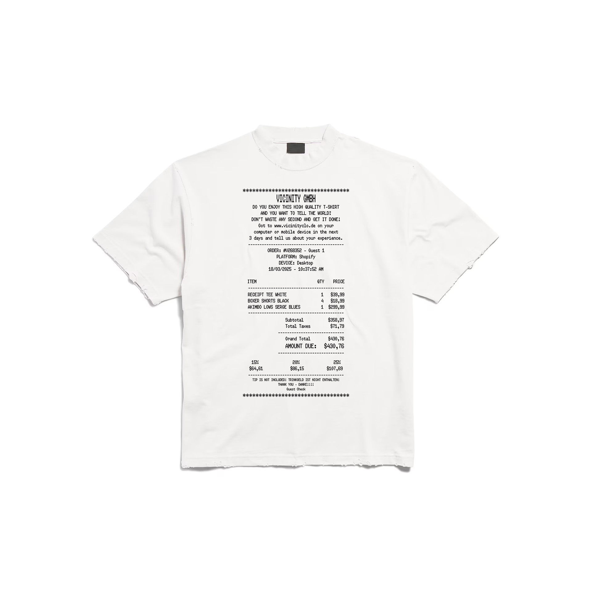 Vicinity Receipt Tee Print