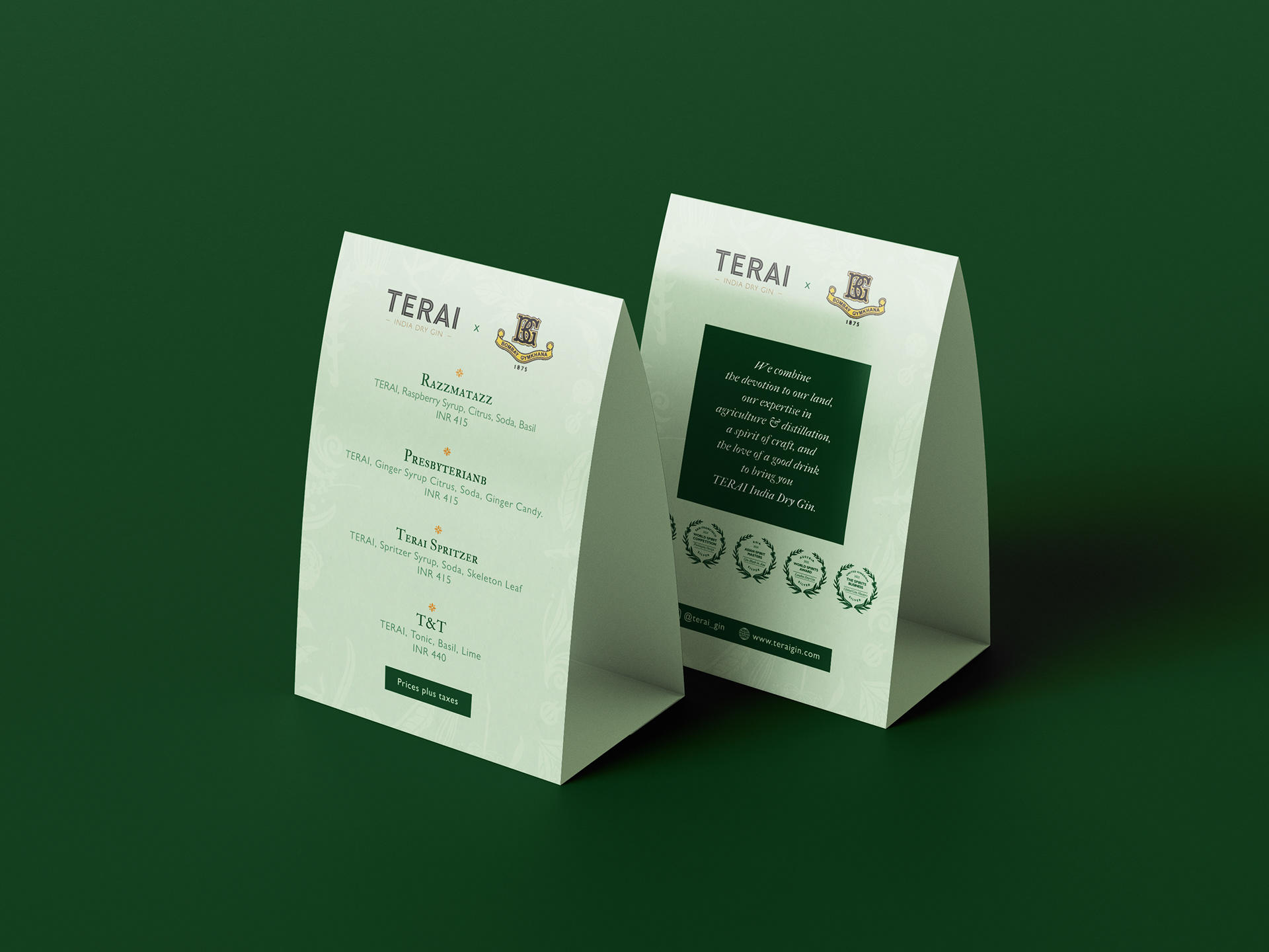 TERAI Tent Card Menu