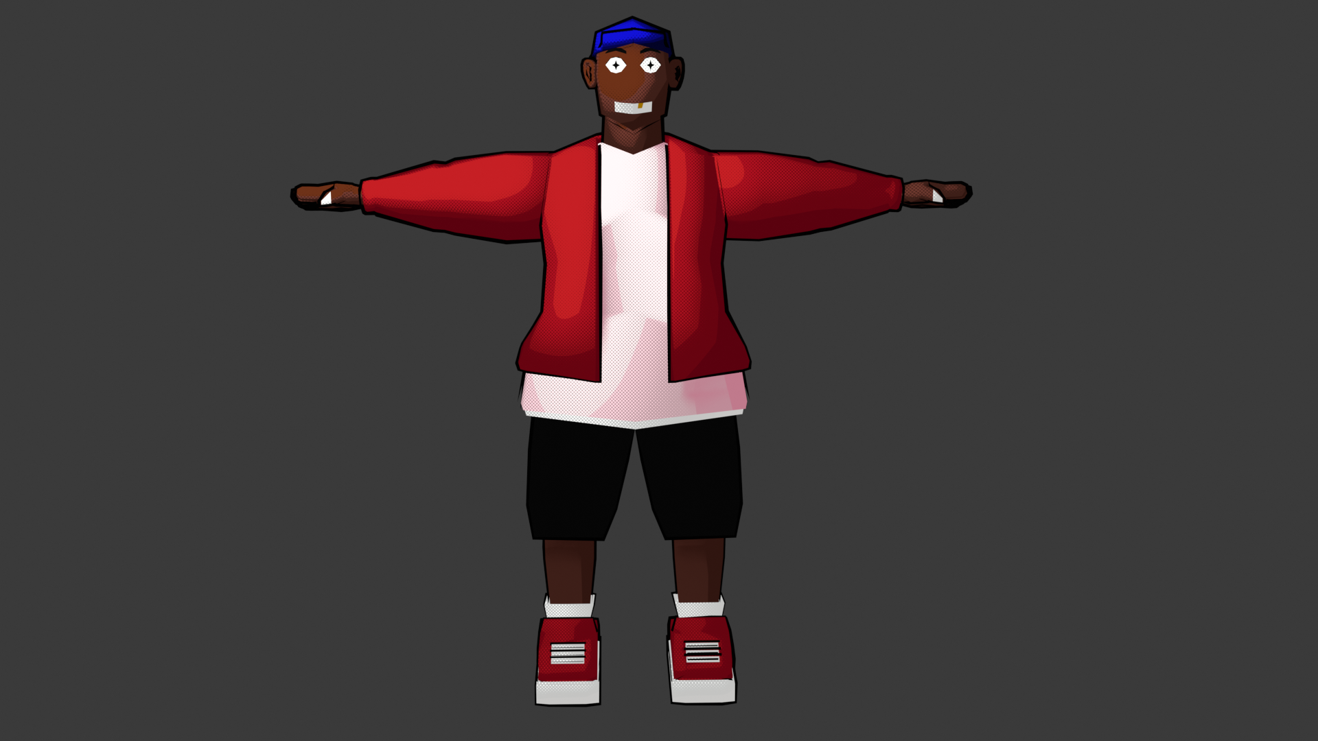 A low poly character I 3d modeled for a comic project I was making