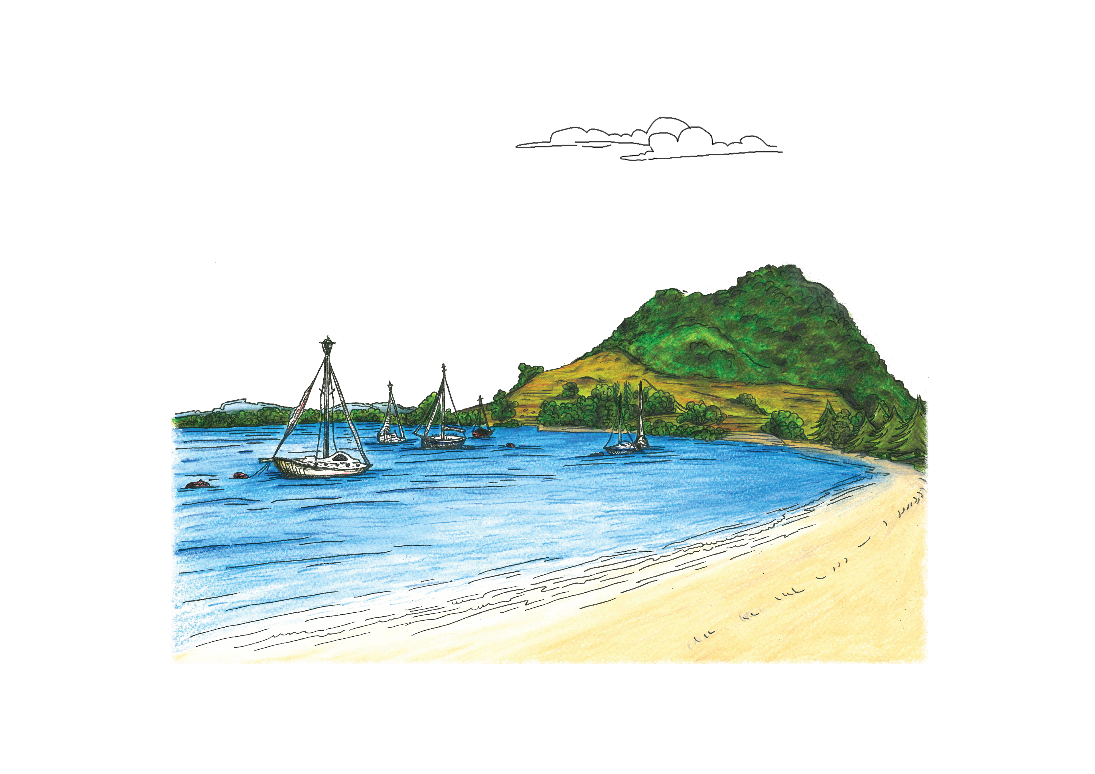 Pilot Bay, Colours pencils on paper, 2019