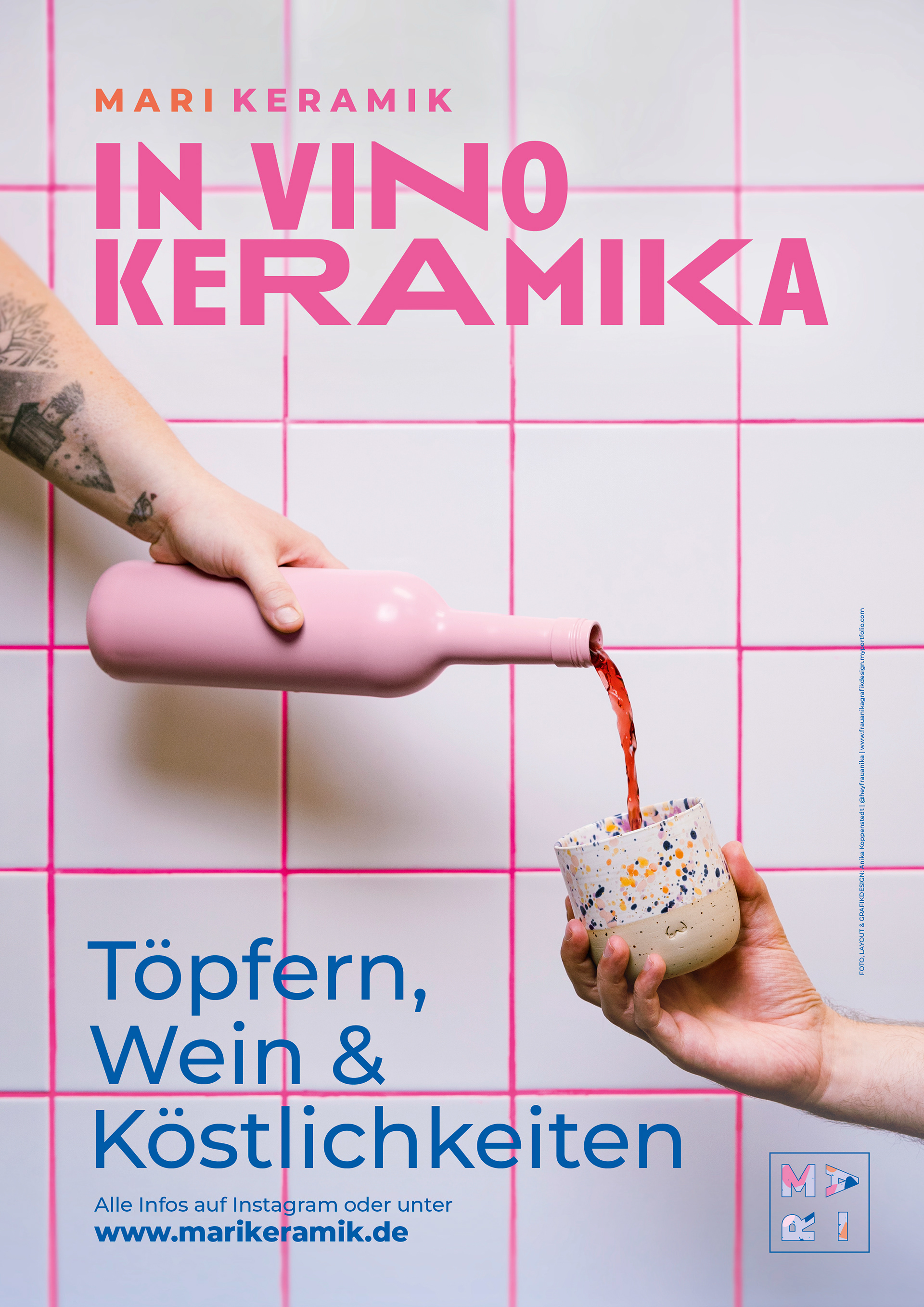 Plakat mit Fotoshooting für Kursreihe IN VINO KERAMIKA