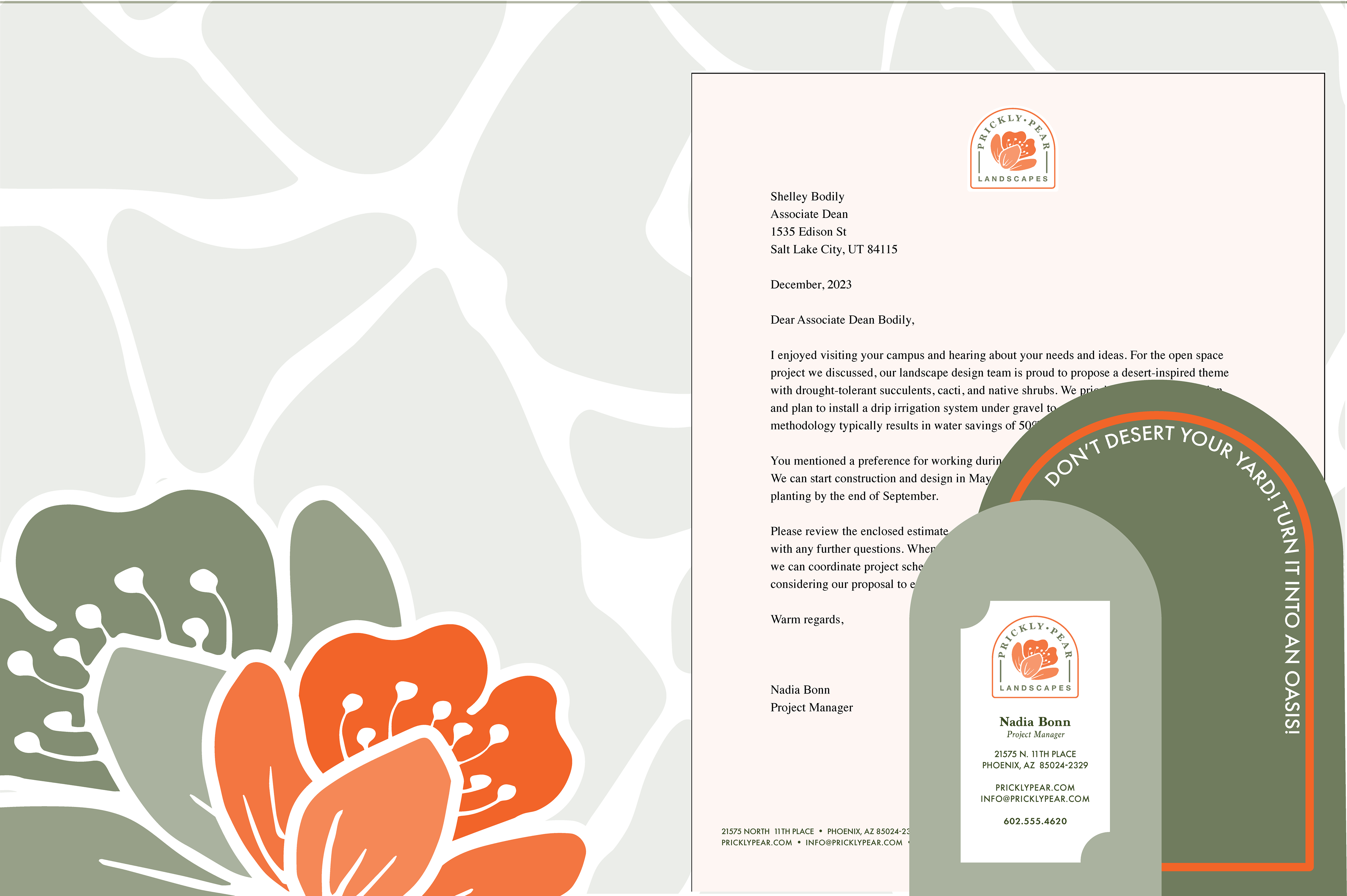 Inside with pocket, business card and business letter