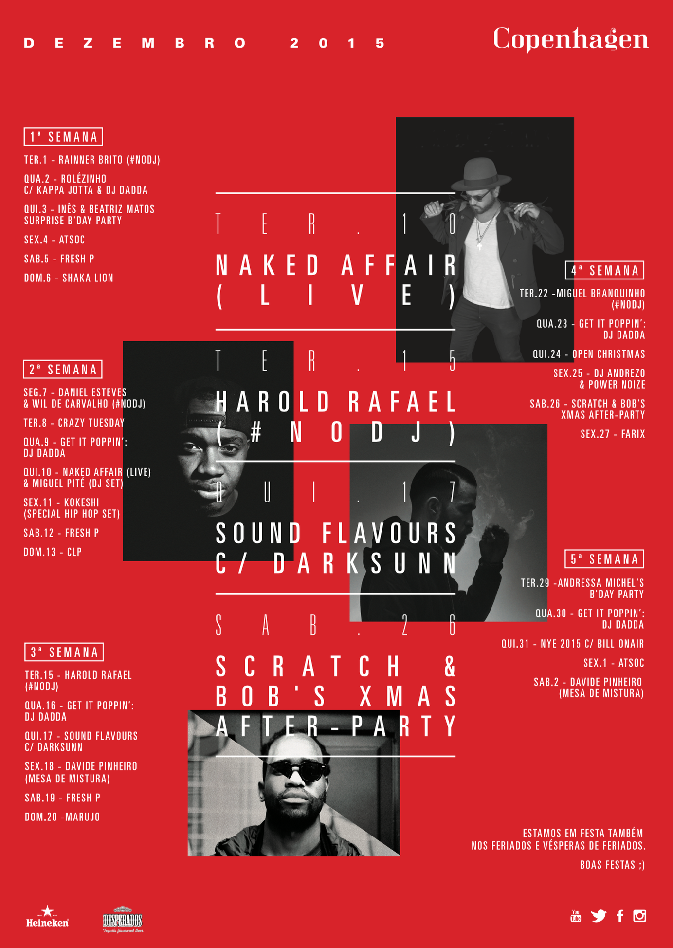 Monthly posters for Copenhagen Bar - - in colaboration with Carla Inácio