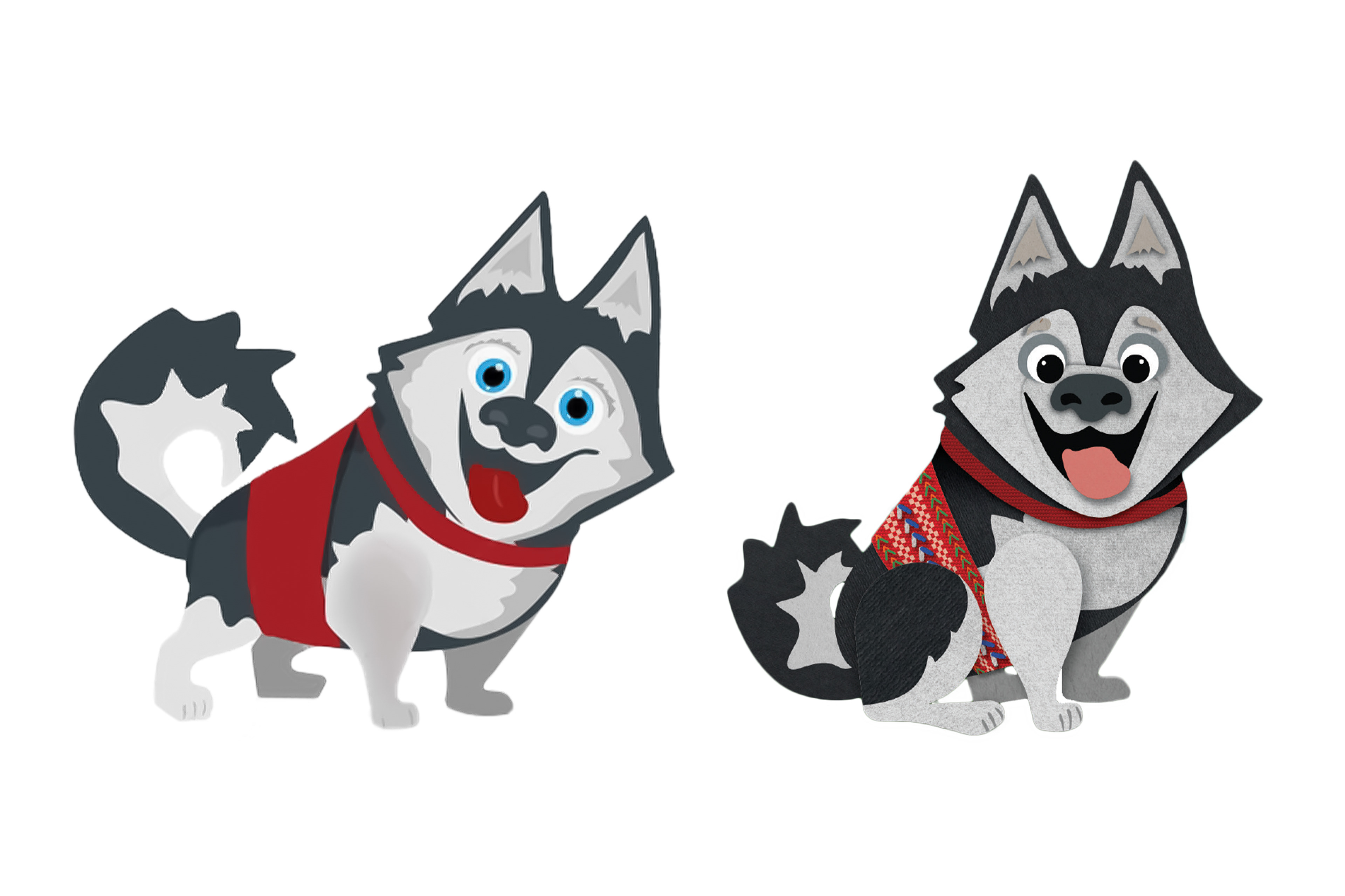 Sled dog before/after