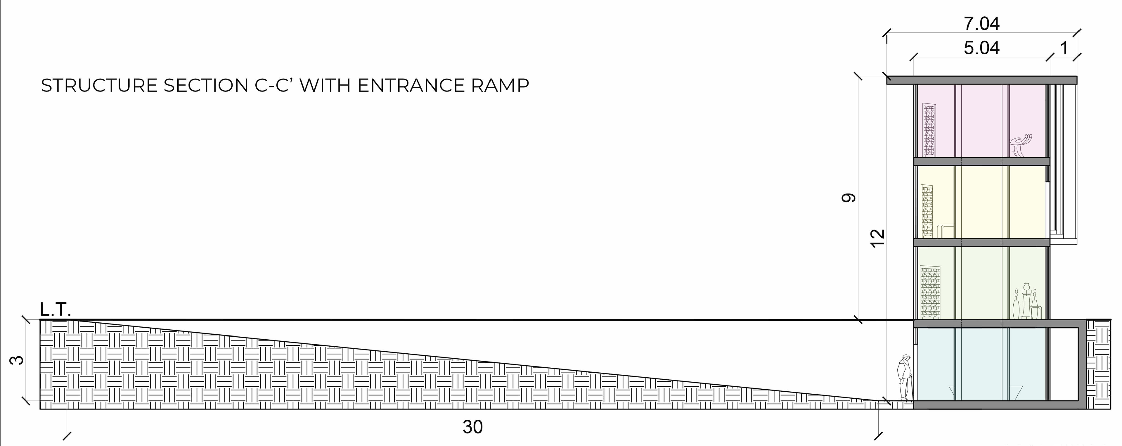 Sectioned View of Entrance Ramp and Structure