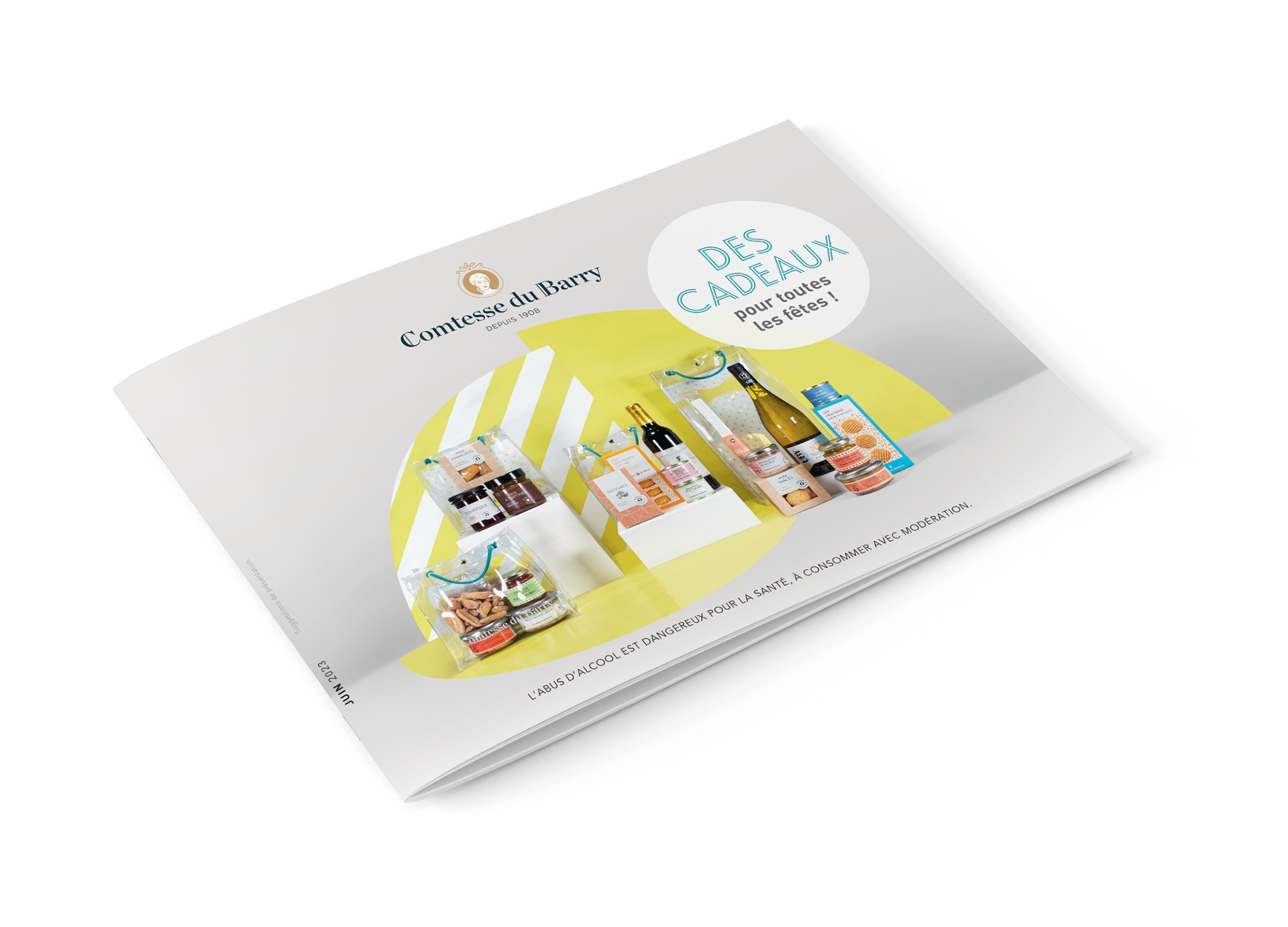 Mockup Packshot Catalogue des cadeaux pour toutes les fêtes Comtesse du Barry. Shooting sur fond blanc. Réalisé par grain2pixel