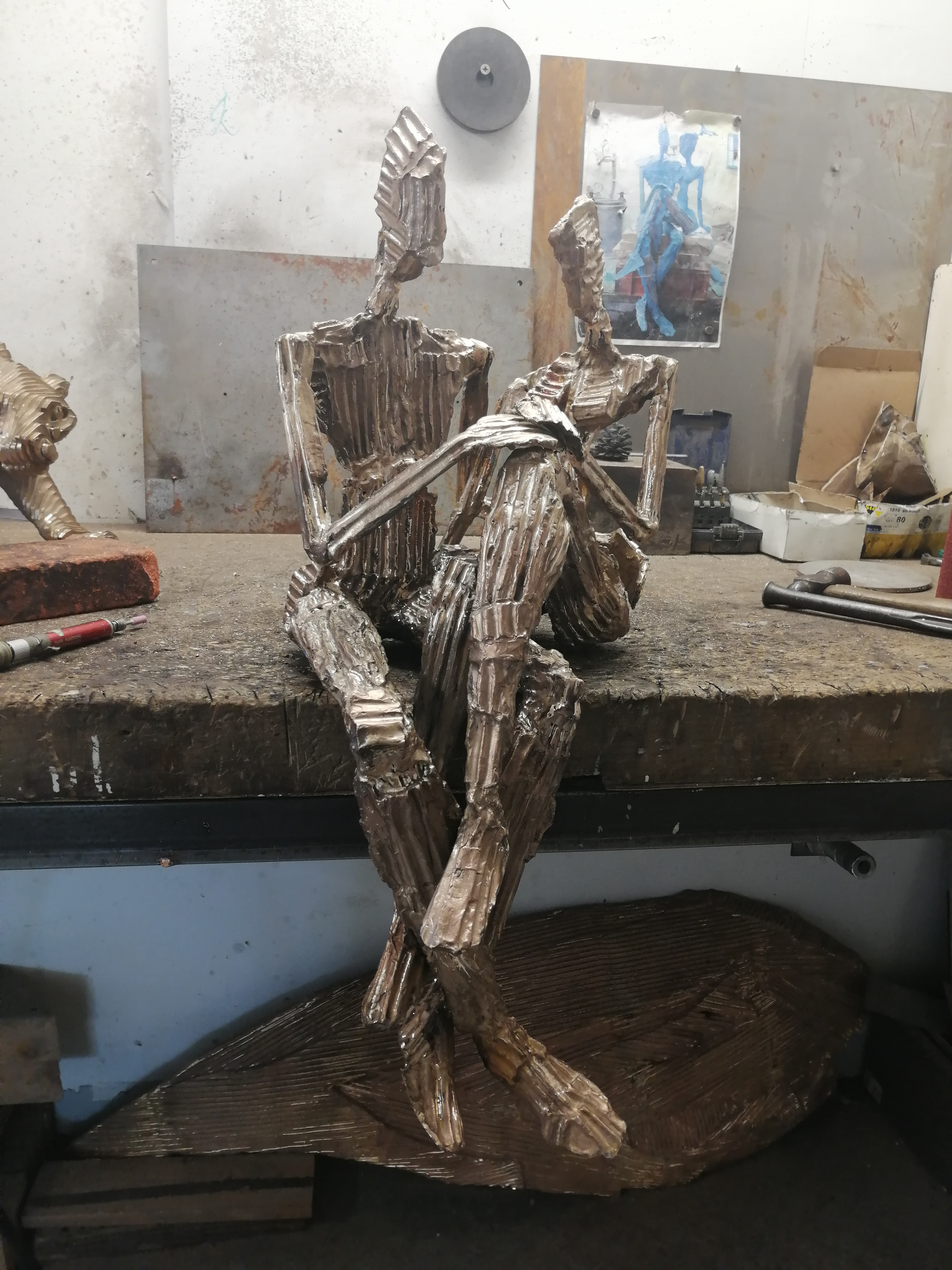 Assemblage et ciselure "Les Amants" du sculpteur, Michel Audiard