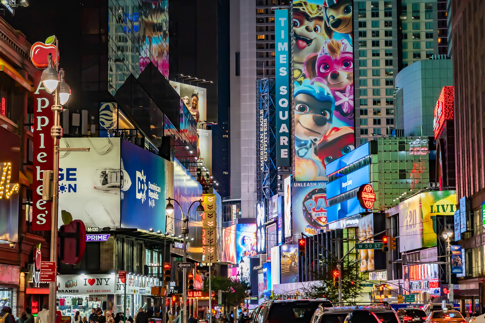 New York, NY, US - Nov 4, 2023: Times Square scene