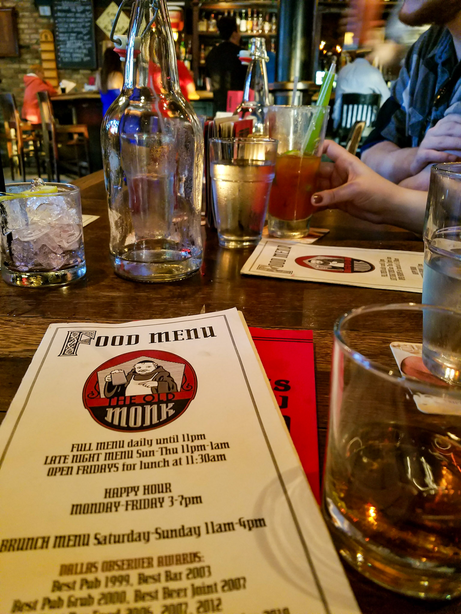 Dallas, TX, US - May 8, 2017: Pub menu and table in background
