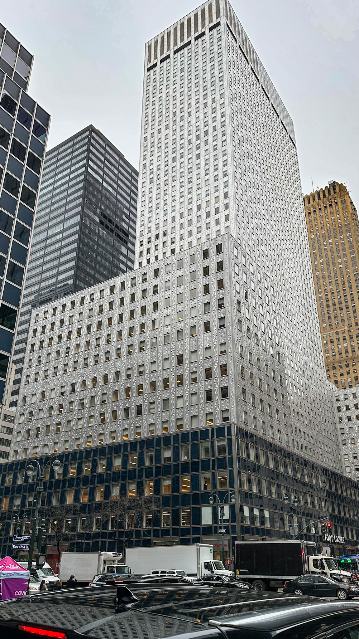 New York, NY, US - Feb 22, 2023: Looking up at 150 E 42nd Street